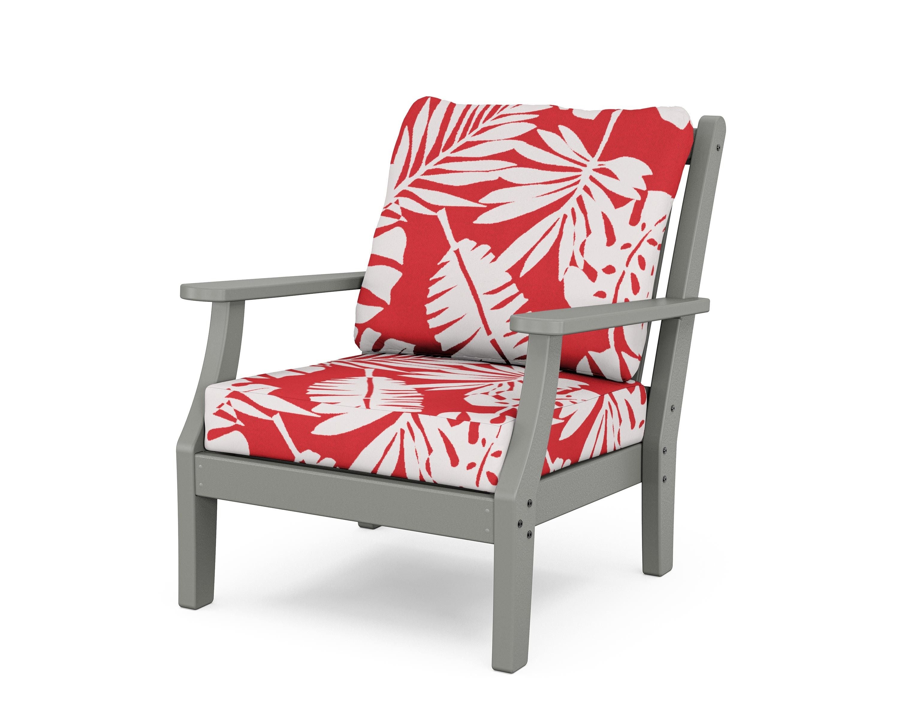Country Living Wovendale Deep Seating Chair in Slate Grey / Leaf Crimson