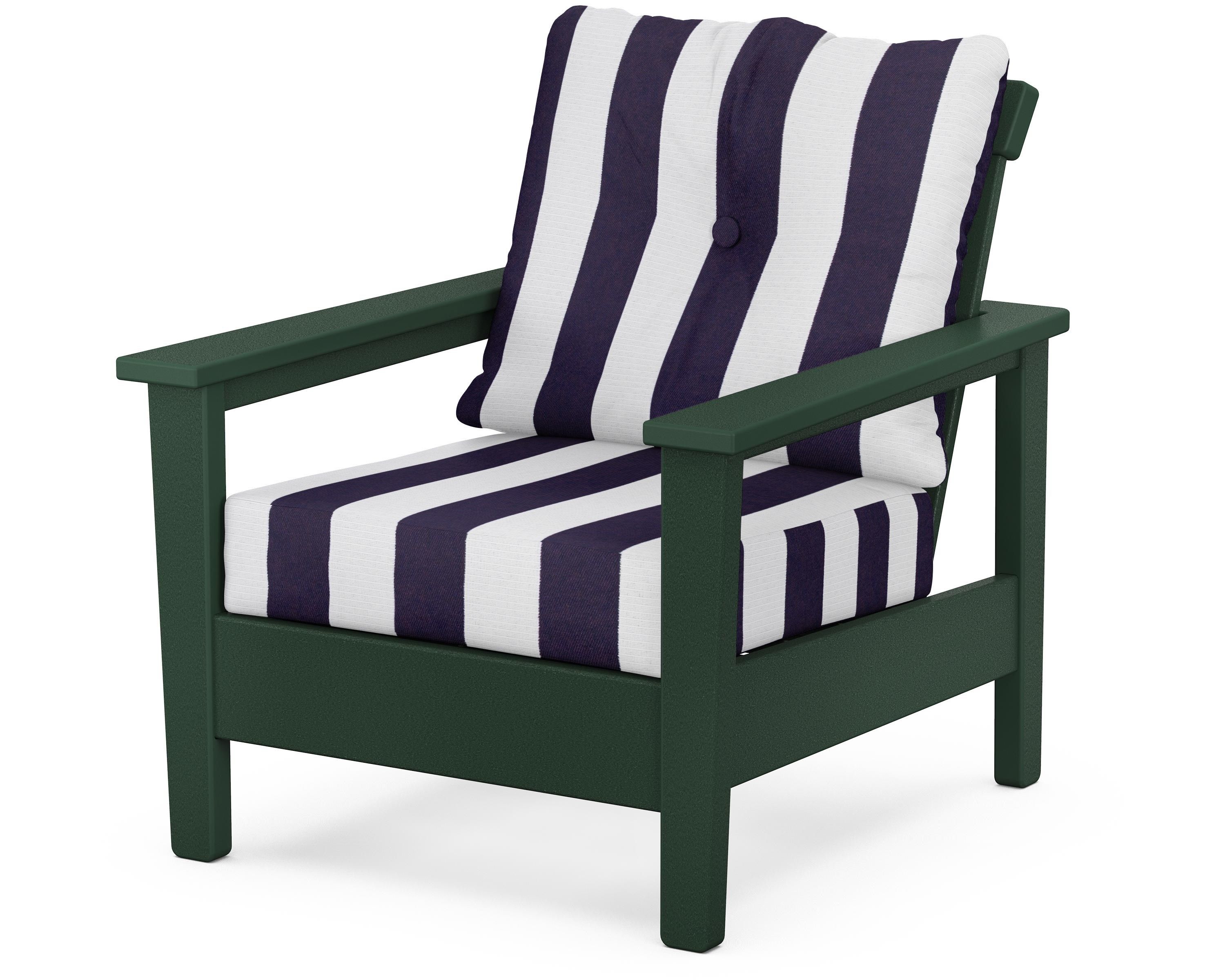POLYWOOD® Prescott Deep Seating Chair in Green / Cabana Stripe Navy