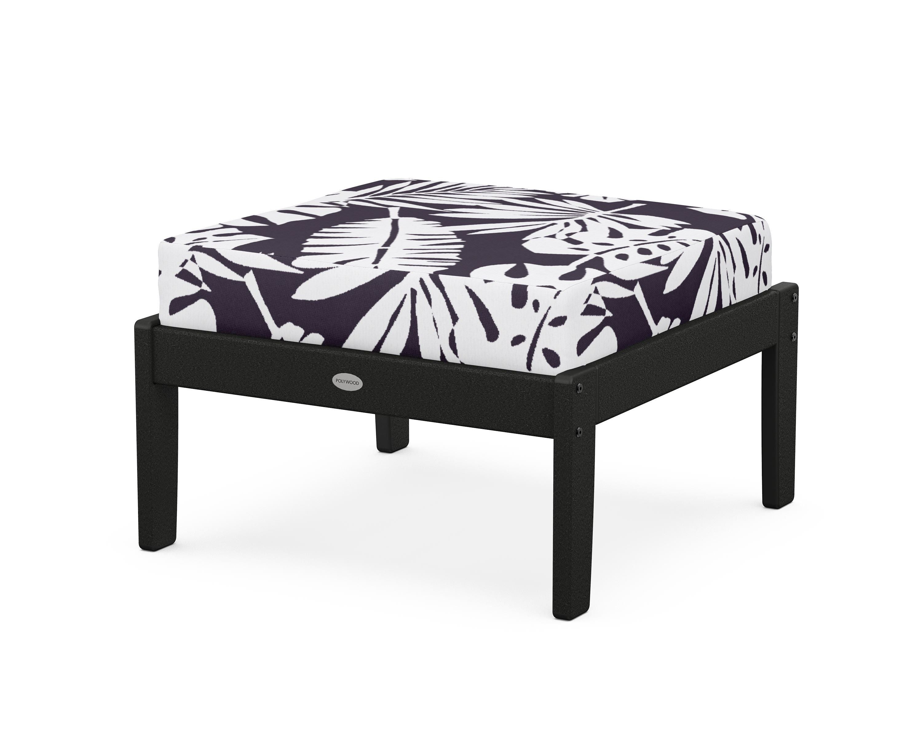 POLYWOOD® Braxton Deep Seating Ottoman in Black / Leaf Navy
