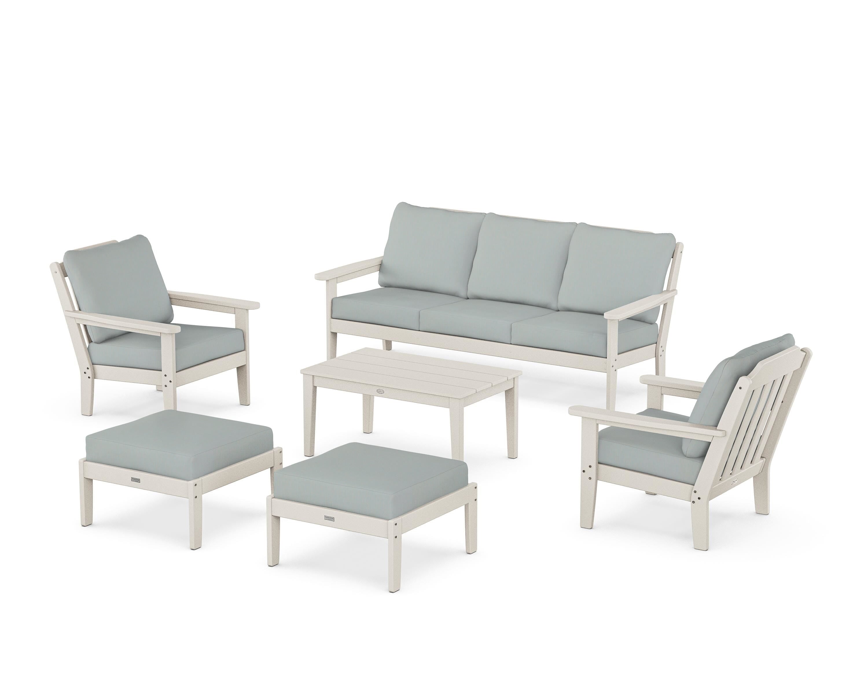 Country Living Cottage 6-Piece Lounge Sofa Set in Sand / Spa