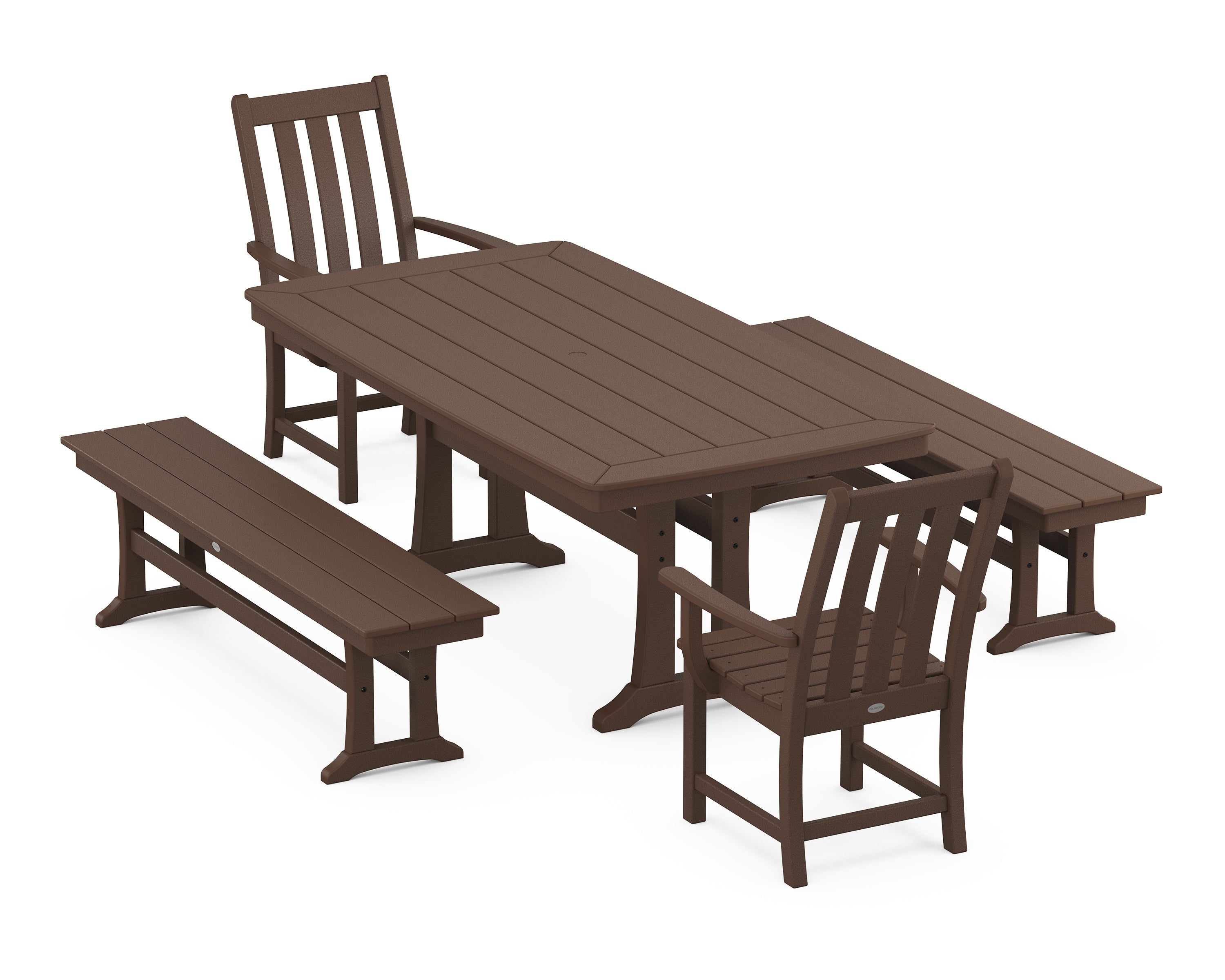 POLYWOOD® Vineyard 5-Piece Dining Set with Trestle Legs in Mahogany