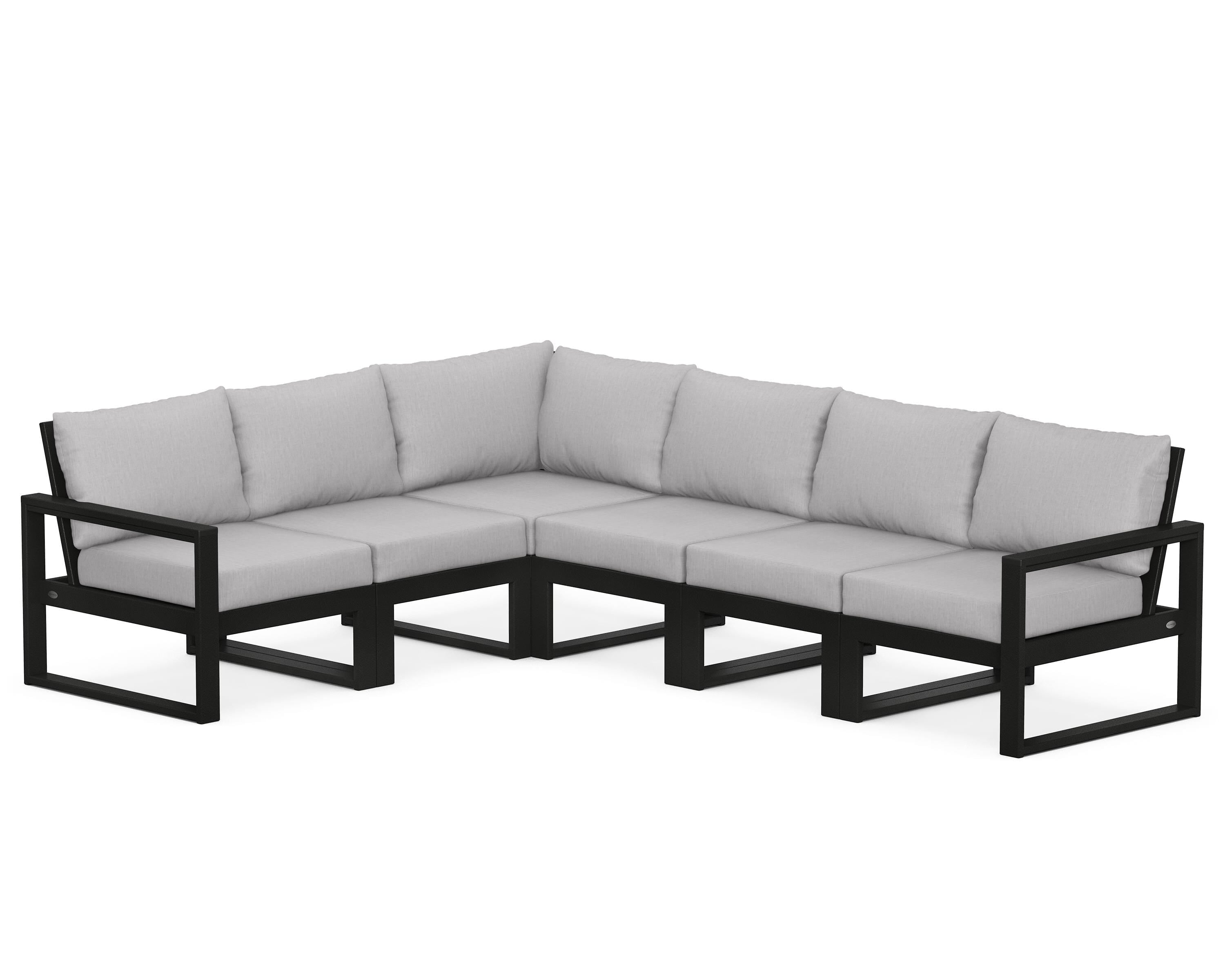 POLYWOOD® EDGE 6-Piece Modular Deep Seating Set in Black / Granite