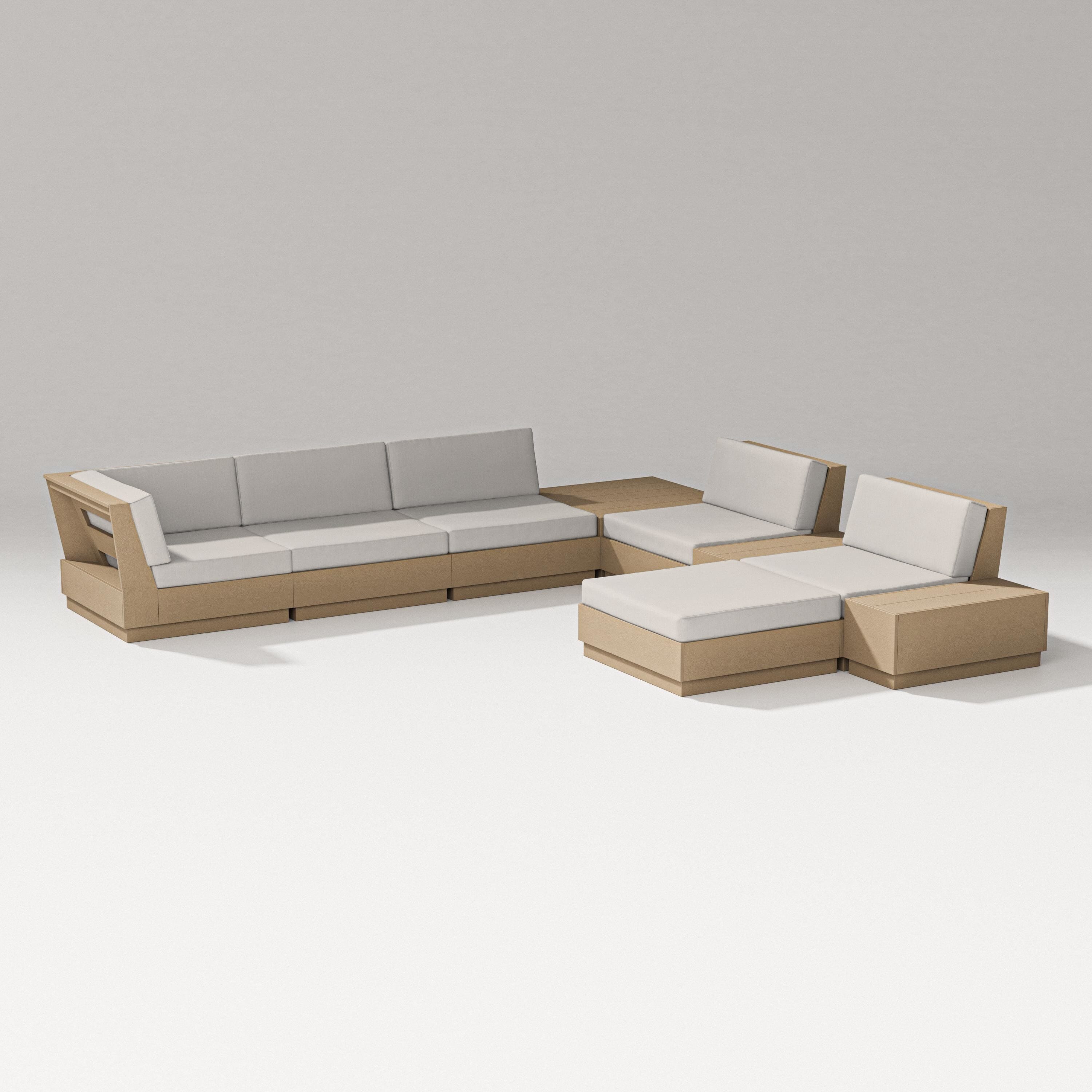 PW Designer Series Elevate 9-Piece Conversation Sectional in Vintage Sahara / Cast Ash