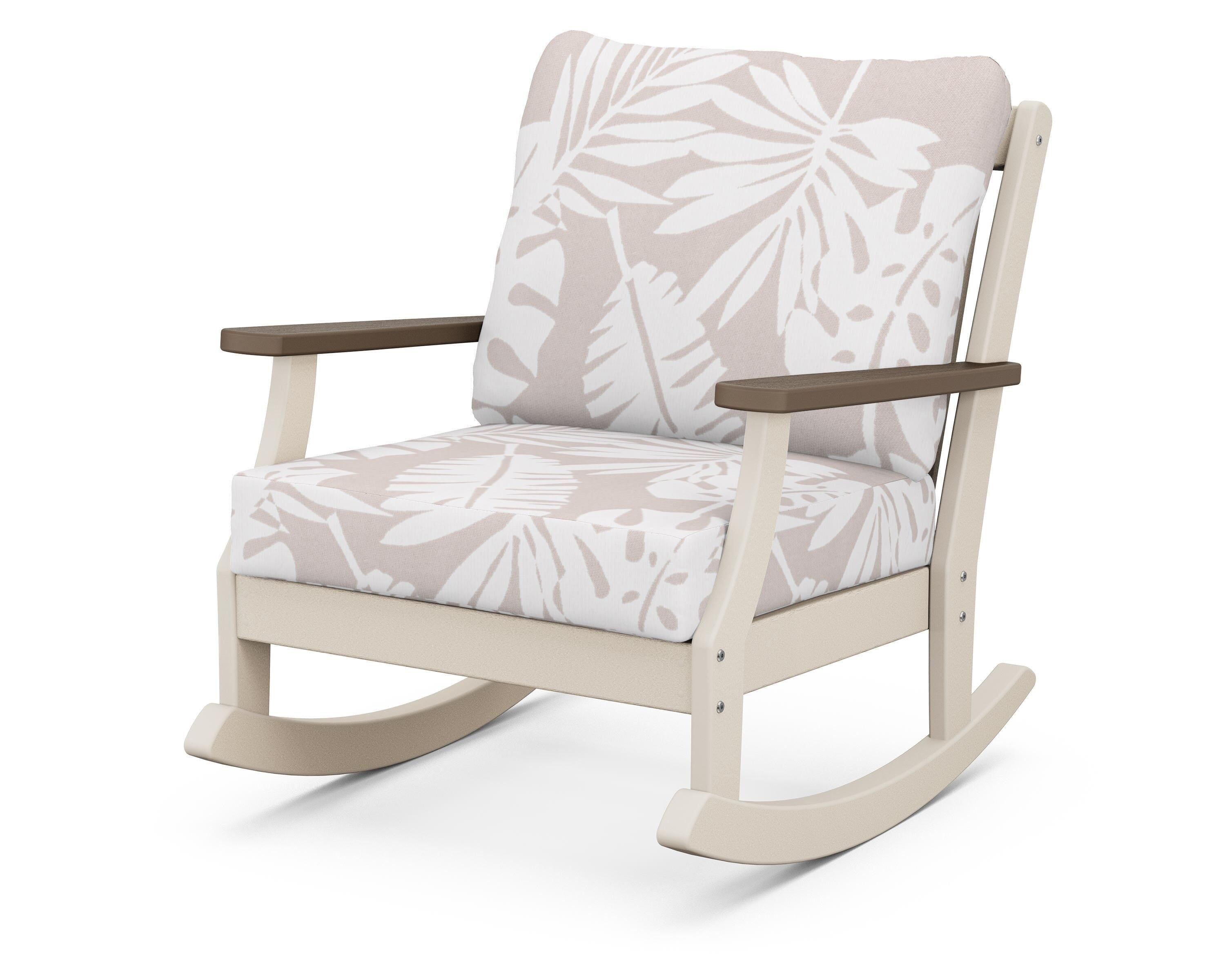 POLYWOOD® Braxton Deep Seating Rocking Chair in Sand / Kona / Leaf Dune Burlap