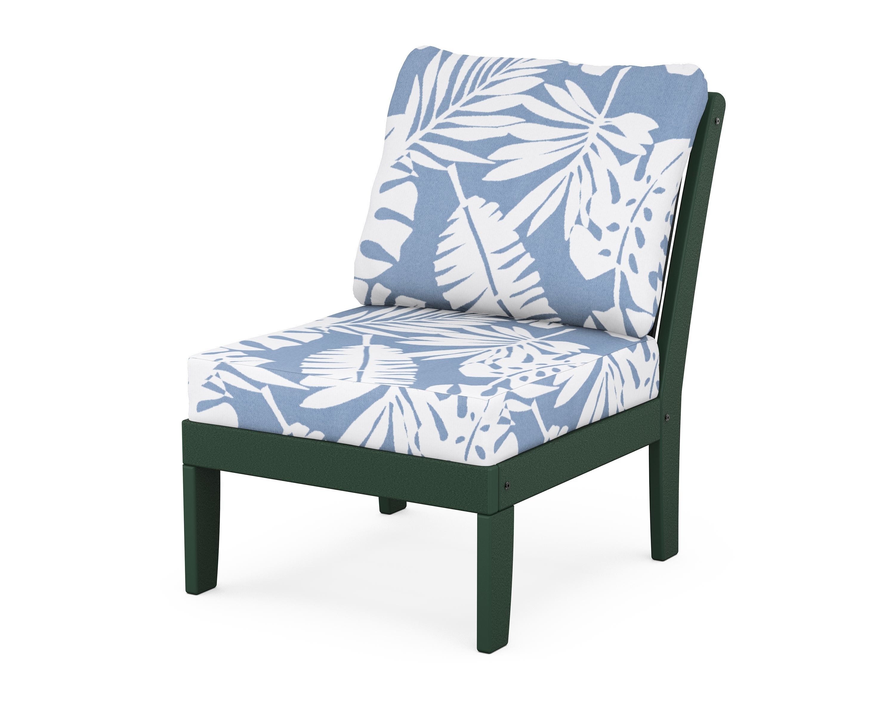 POLYWOOD® Braxton Modular Armless Chair in Green / Leaf Sky Blue