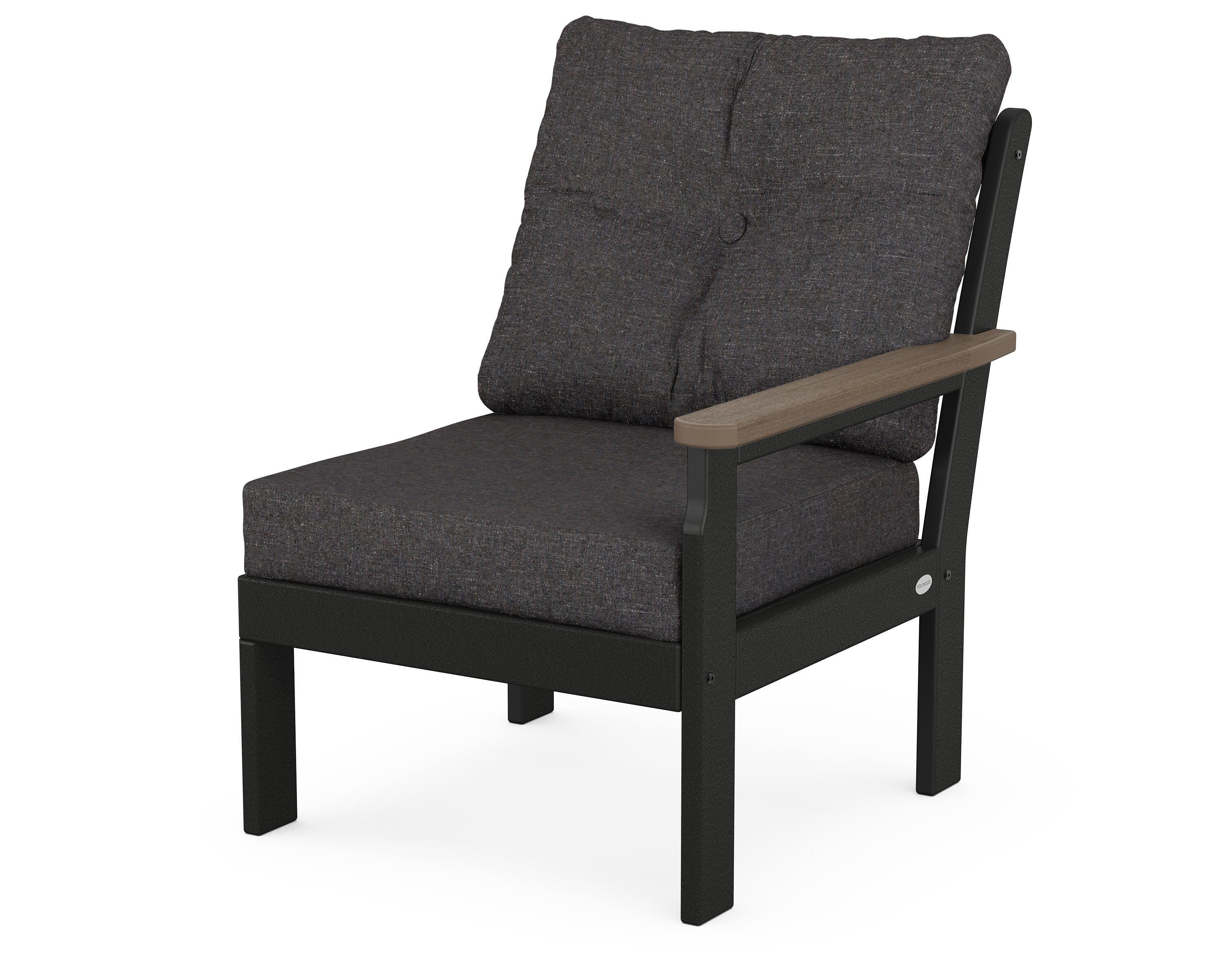 POLYWOOD® Vineyard Modular Right Arm Chair in Black / Kona / Ash Charcoal