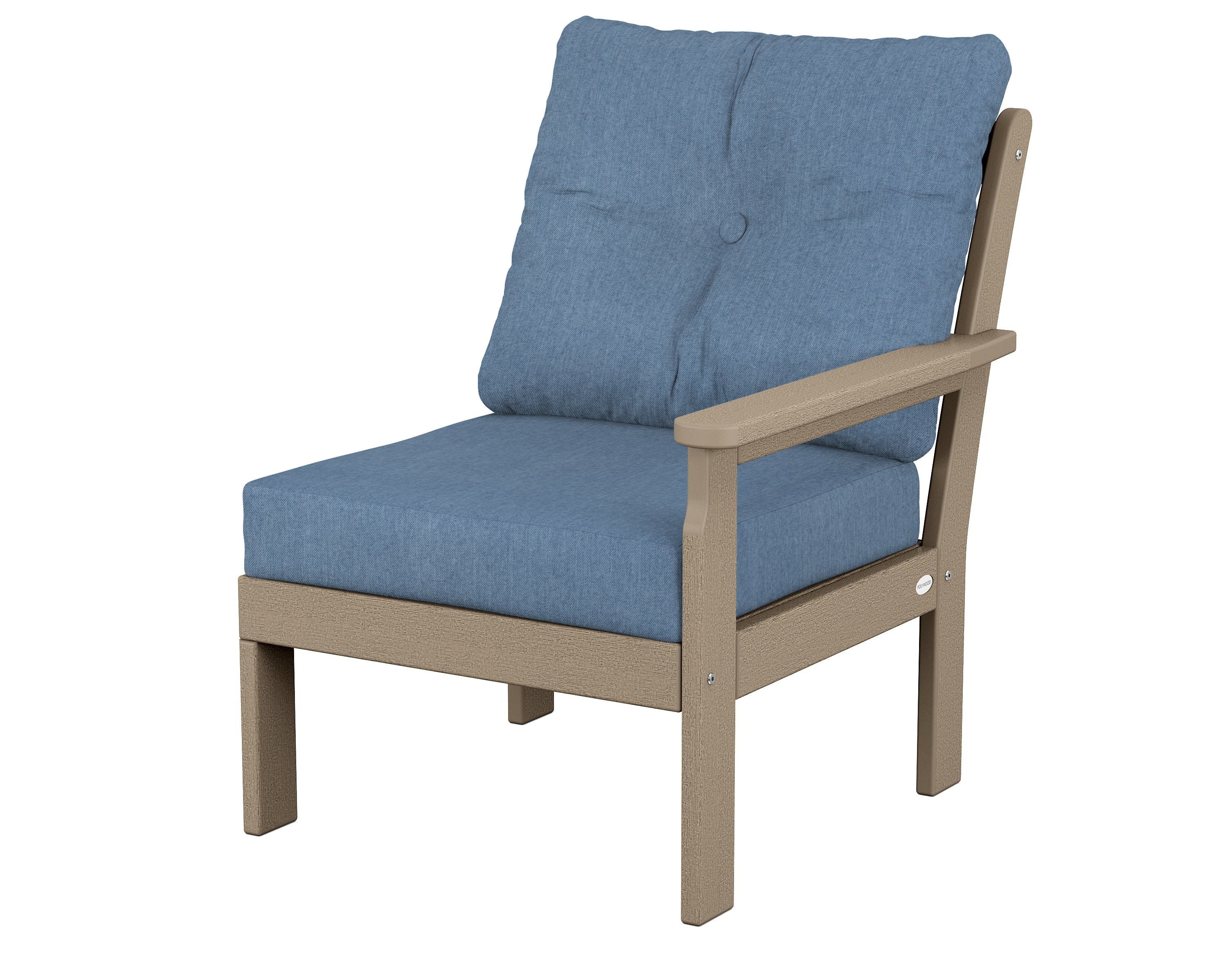 POLYWOOD® Vineyard Modular Right Arm Chair in Vintage Sahara / Sky Blue