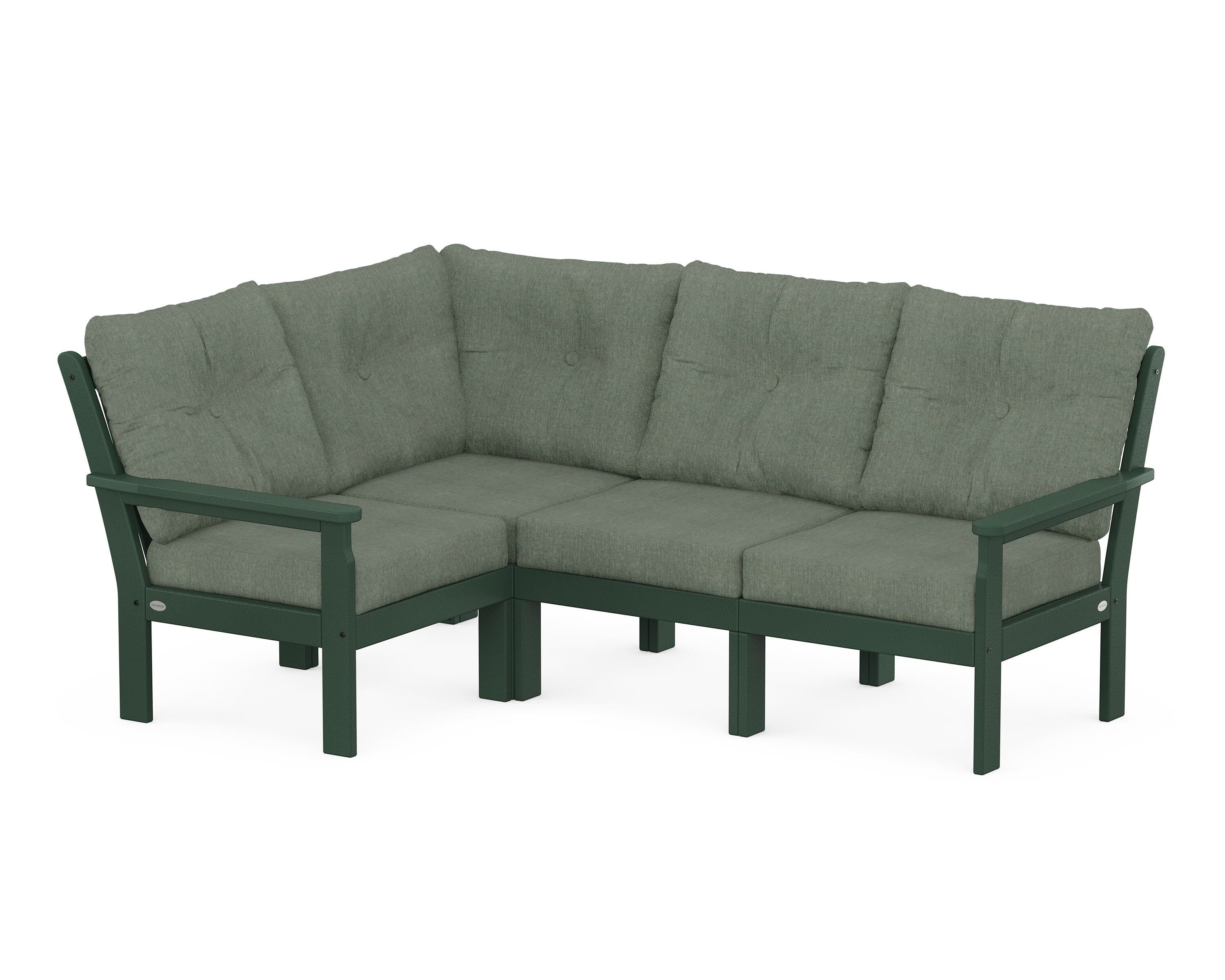 POLYWOOD® Vineyard 4-Piece Sectional in Green / Cast Sage