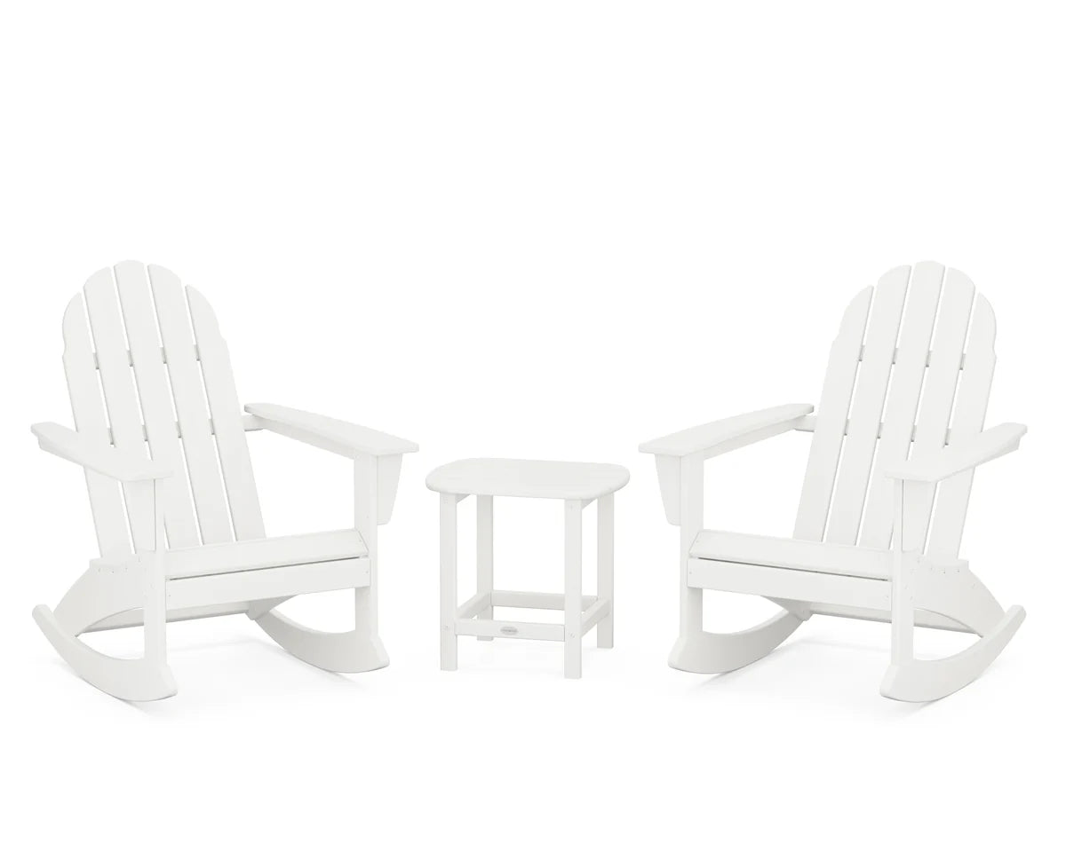 Vineyard 3-Piece Adirondack Rocking Chair Set with South Beach 18" Side Table