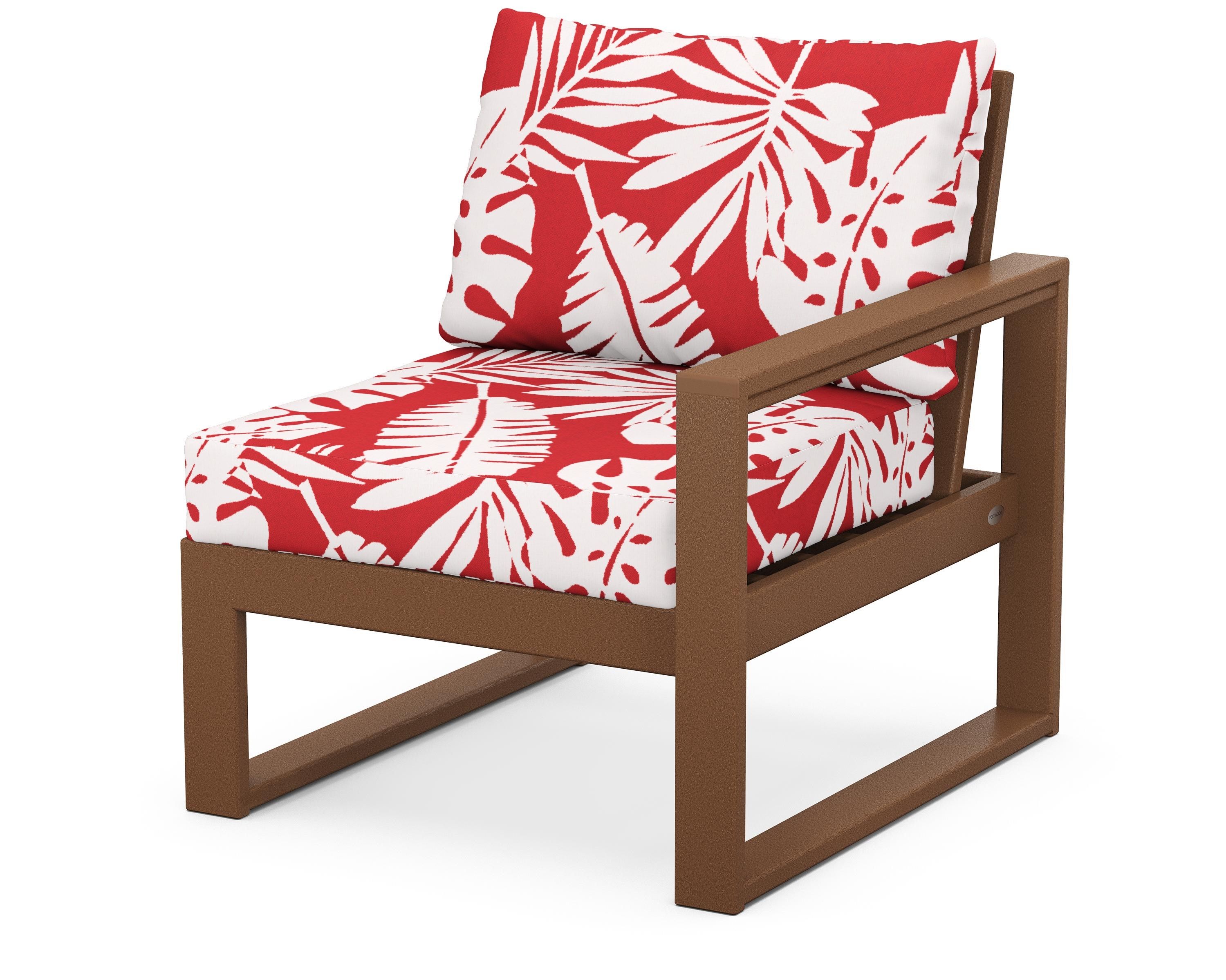 POLYWOOD® EDGE Modular Right Arm Chair in Teak / Leaf Crimson
