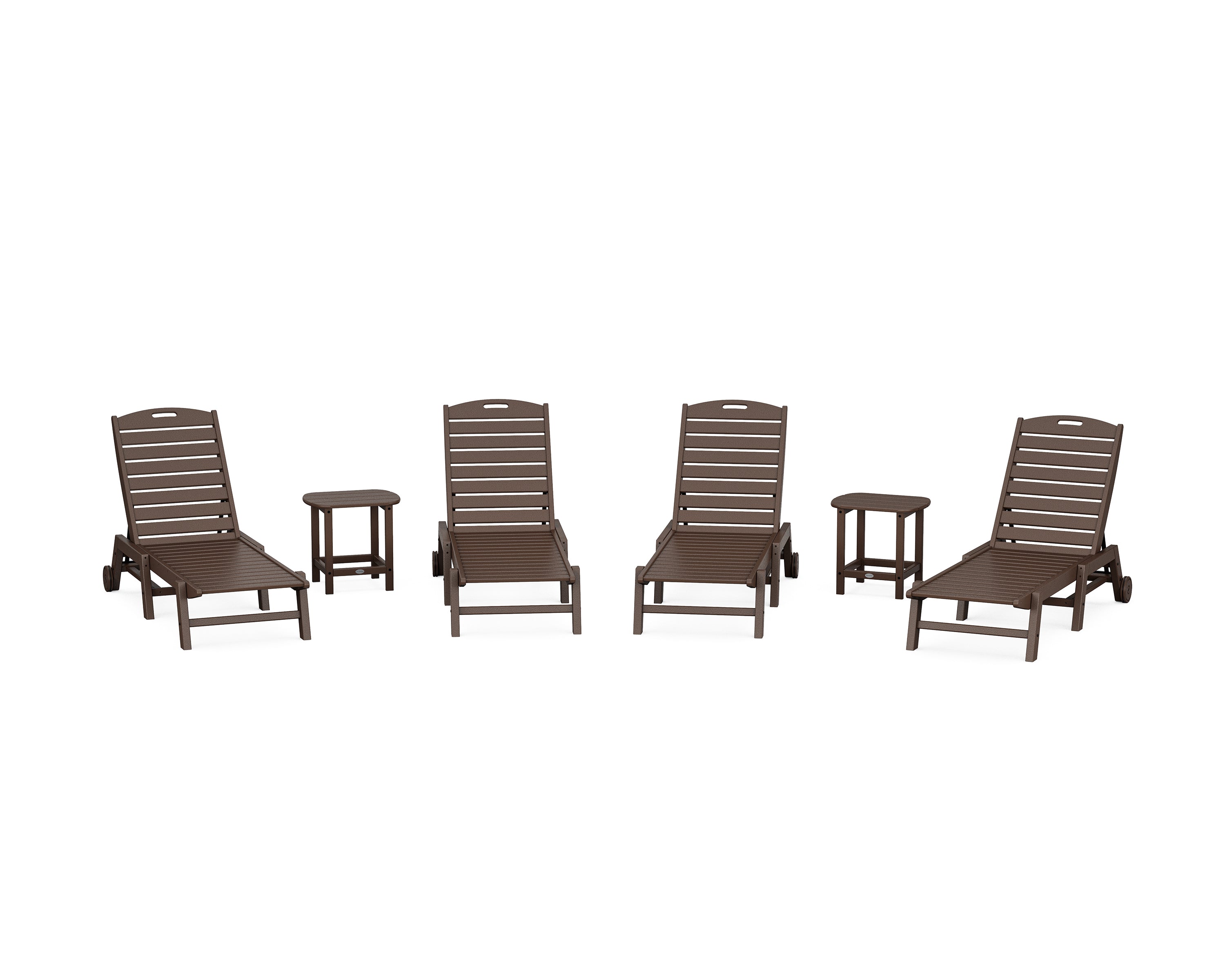 POLYWOOD® Nautical Chaise 6-Piece Set with Wheels in Mahogany