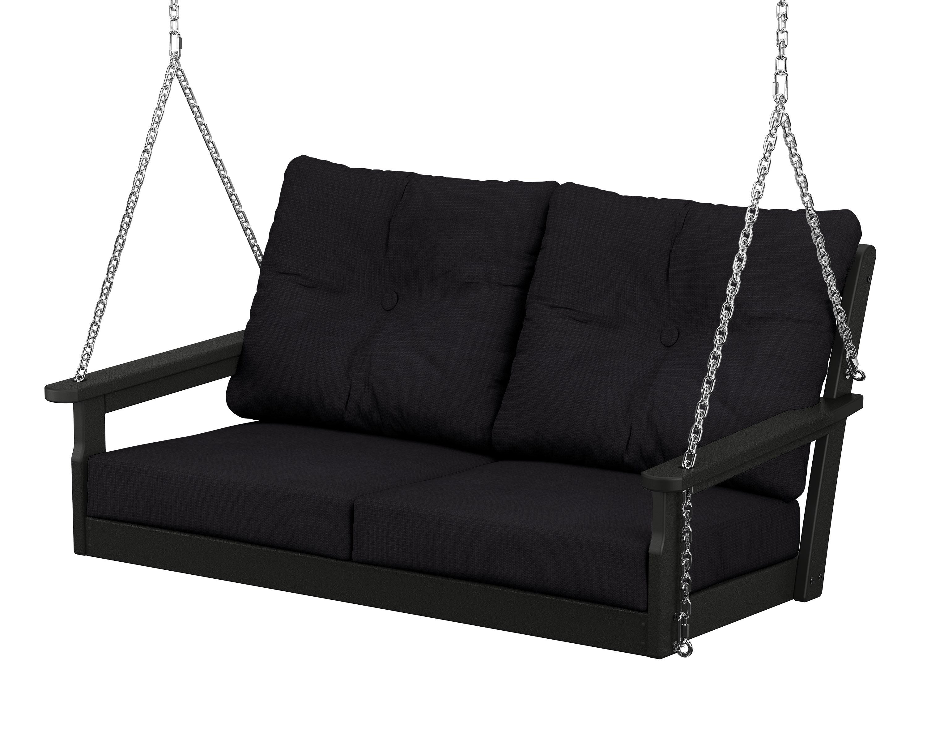 POLYWOOD® Vineyard Deep Seating Swing in Black / Midnight Linen