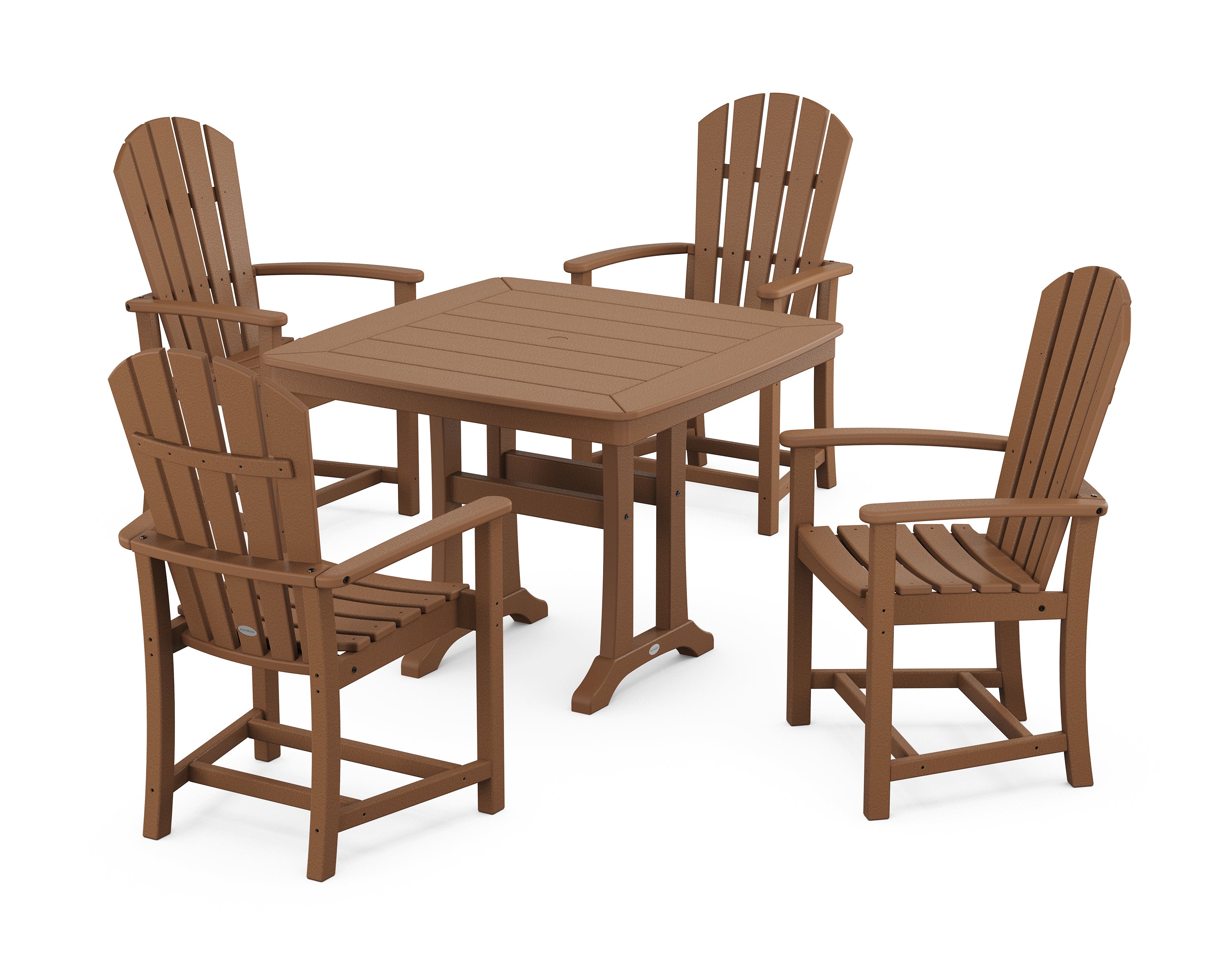 POLYWOOD® Palm Coast 5-Piece Dining Set with Trestle Legs in Teak