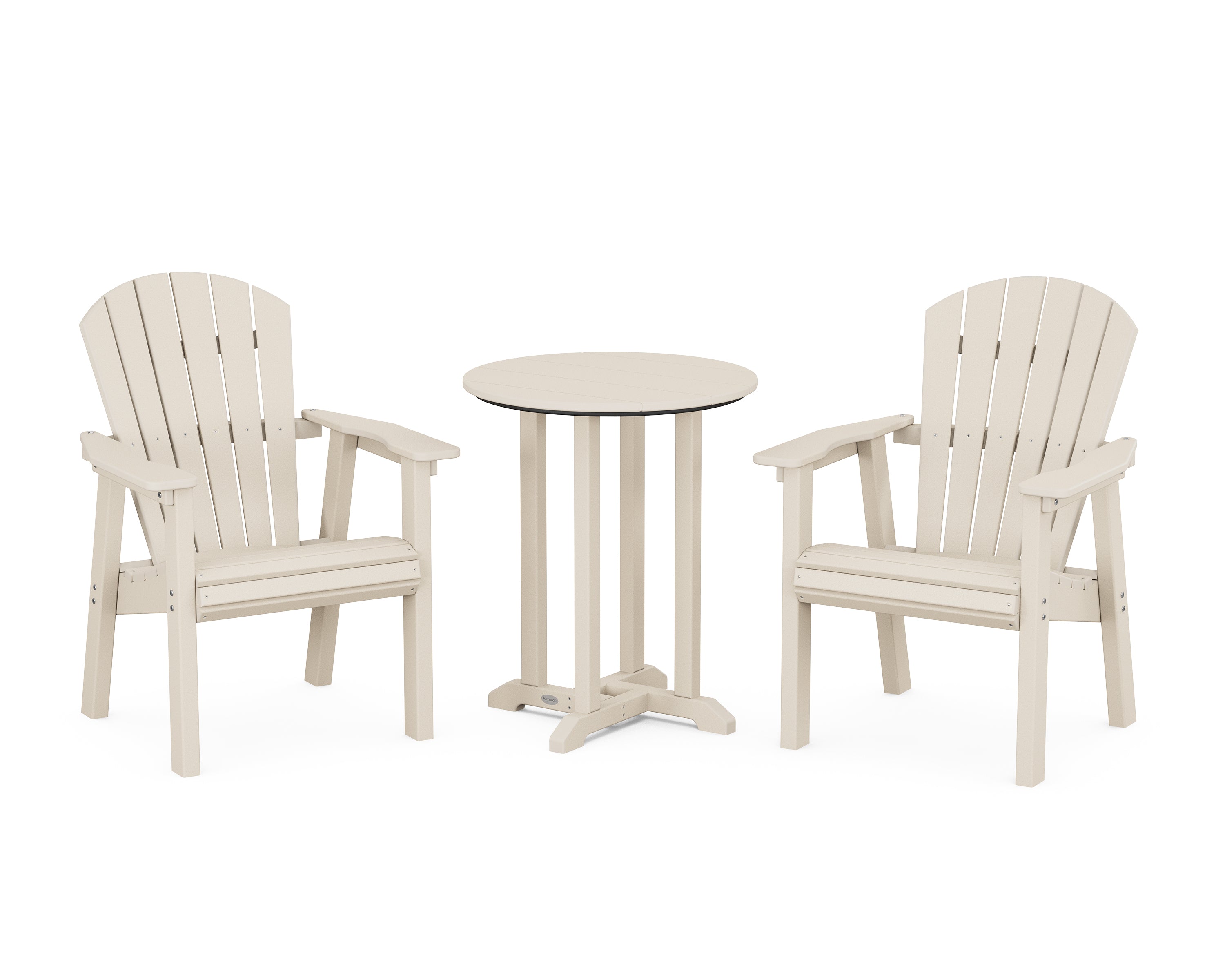 POLYWOOD® Seashell 3-Piece Round Farmhouse Bistro Dining Set in Sand