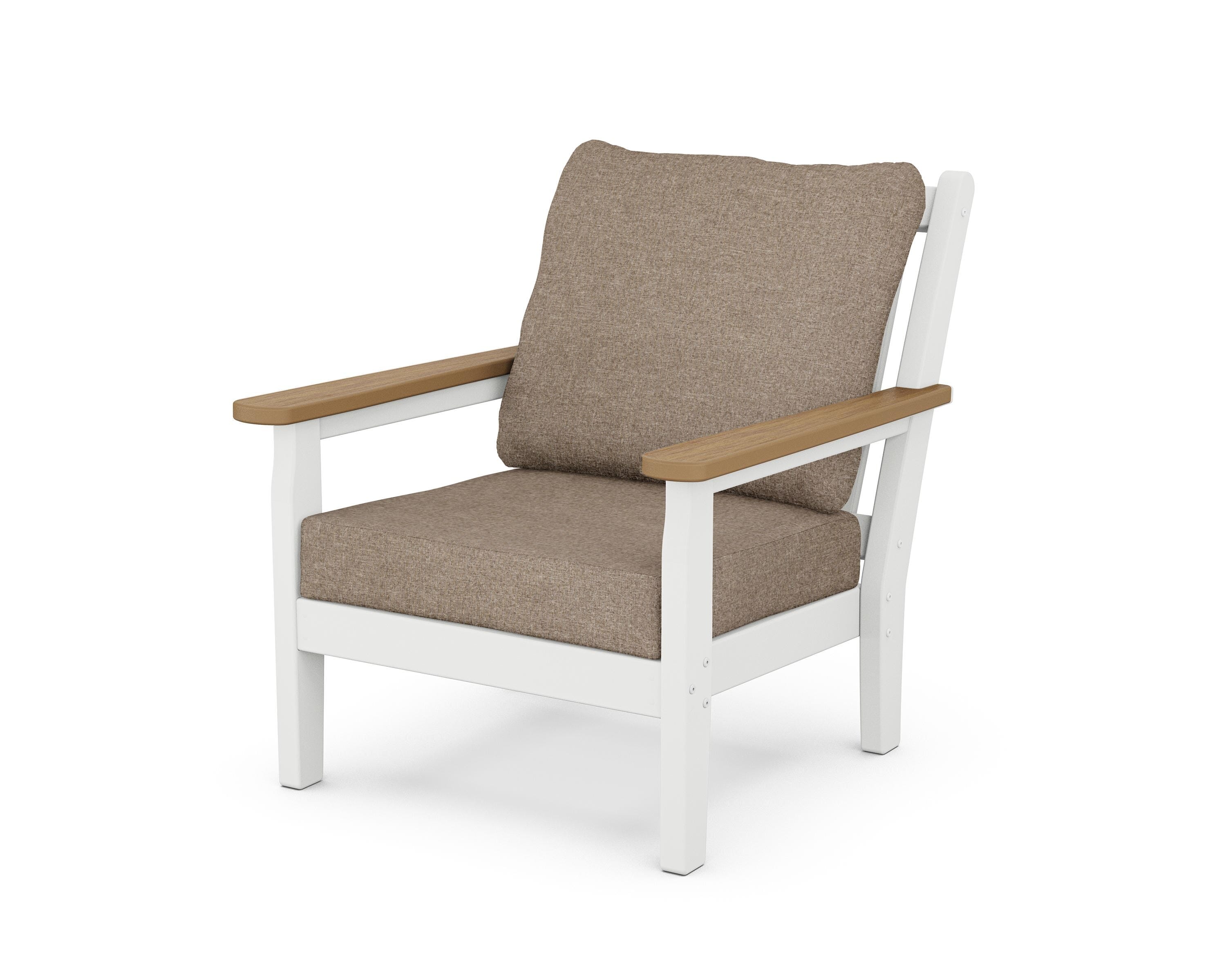 POLYWOOD® Chippendale Deep Seating Chair in White / Natural / Spiced Burlap