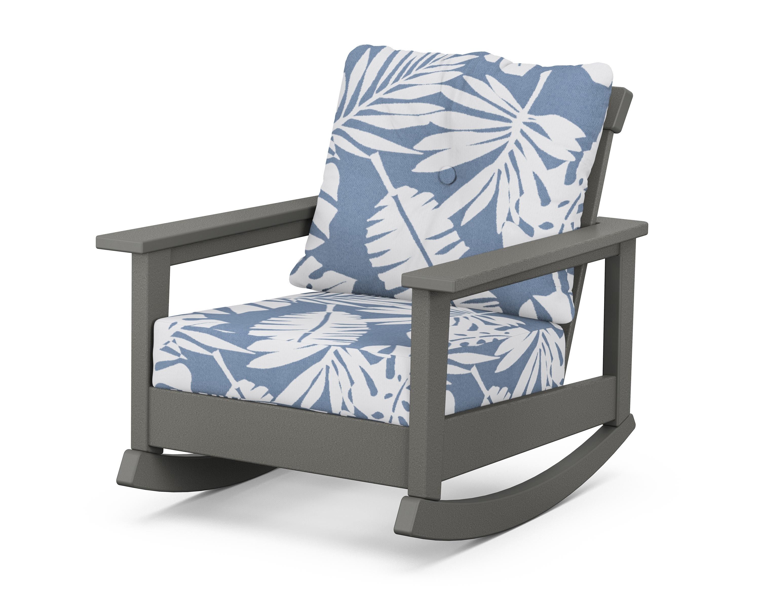 POLYWOOD® Prescott Deep Seating Rocking Chair in Slate Grey / Leaf Sky Blue
