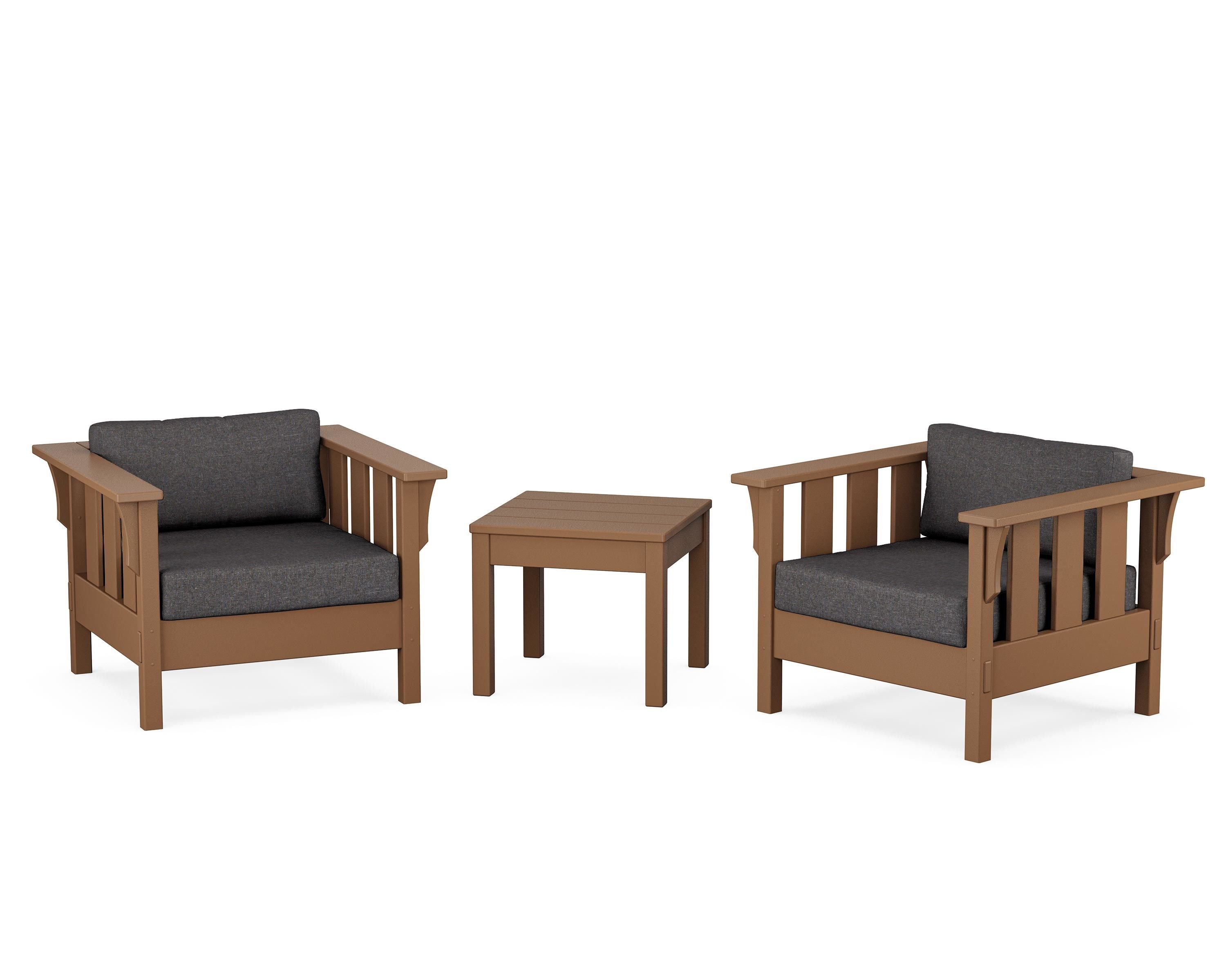Martha Stewart by POLYWOOD® Acadia 3-Piece Deep Seating Set in Teak / Ash Charcoal