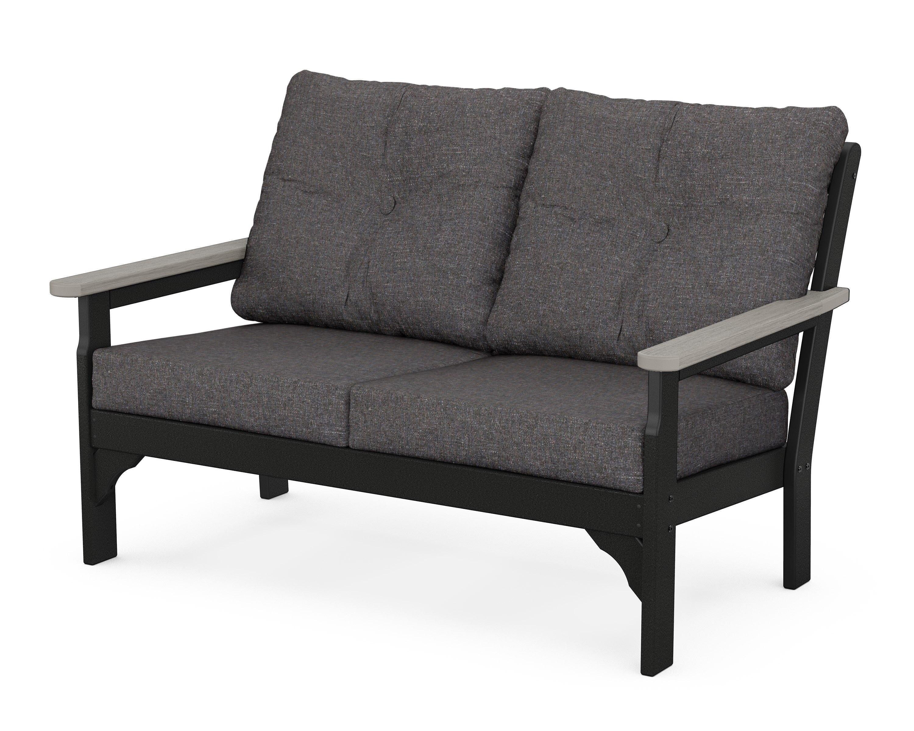POLYWOOD® Vineyard Deep Seating Loveseat in Black / Driftwood / Ash Charcoal