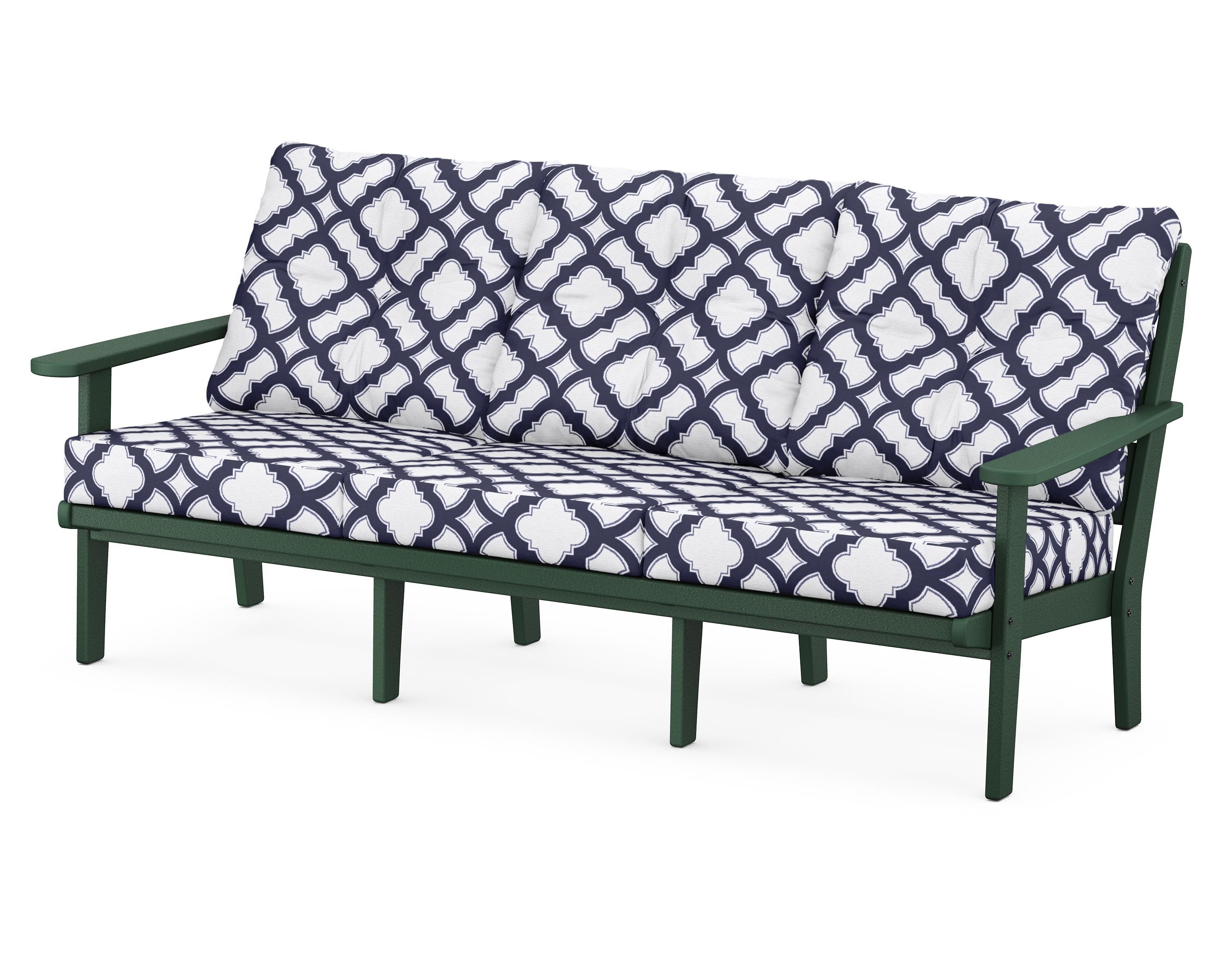 POLYWOOD® Lakeside Deep Seating Sofa in Green / Trellis Navy