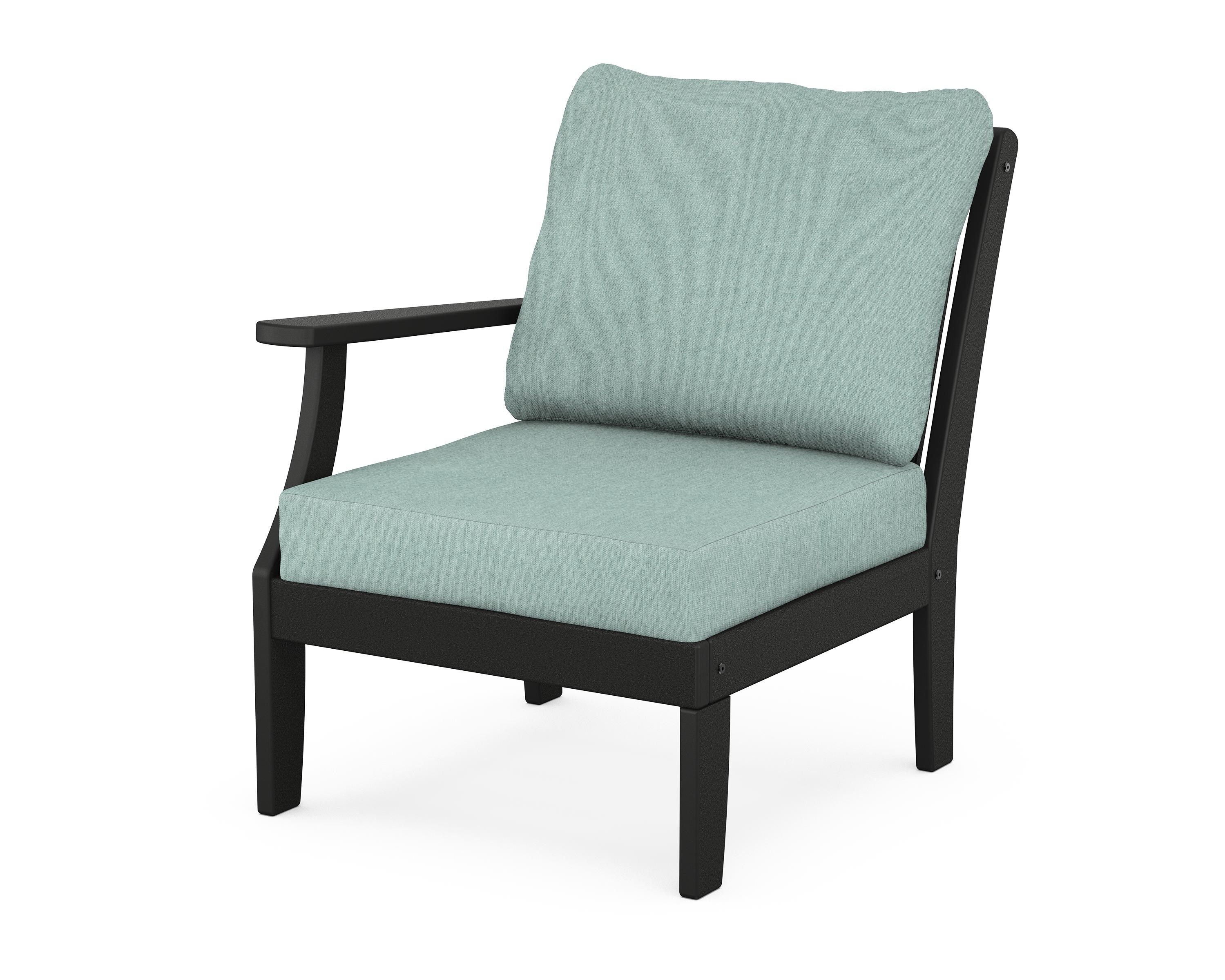 POLYWOOD® Braxton Modular Left Arm Chair in Black / Glacier Spa
