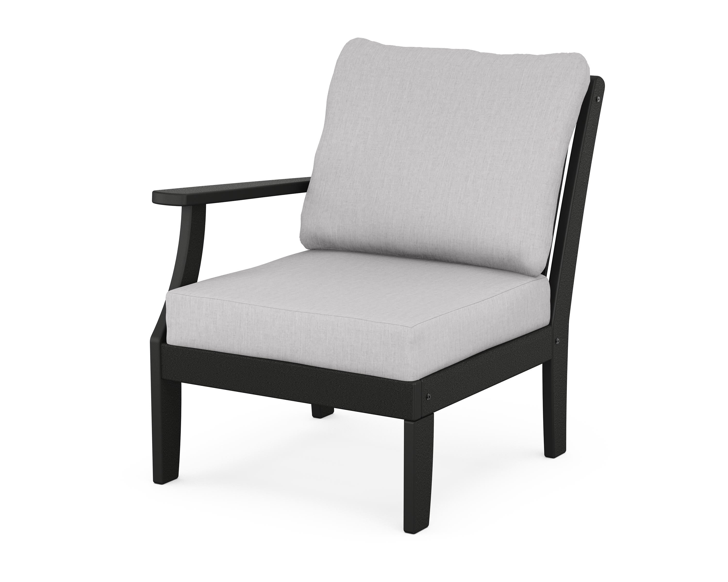 POLYWOOD® Braxton Modular Left Arm Chair in Black / Granite