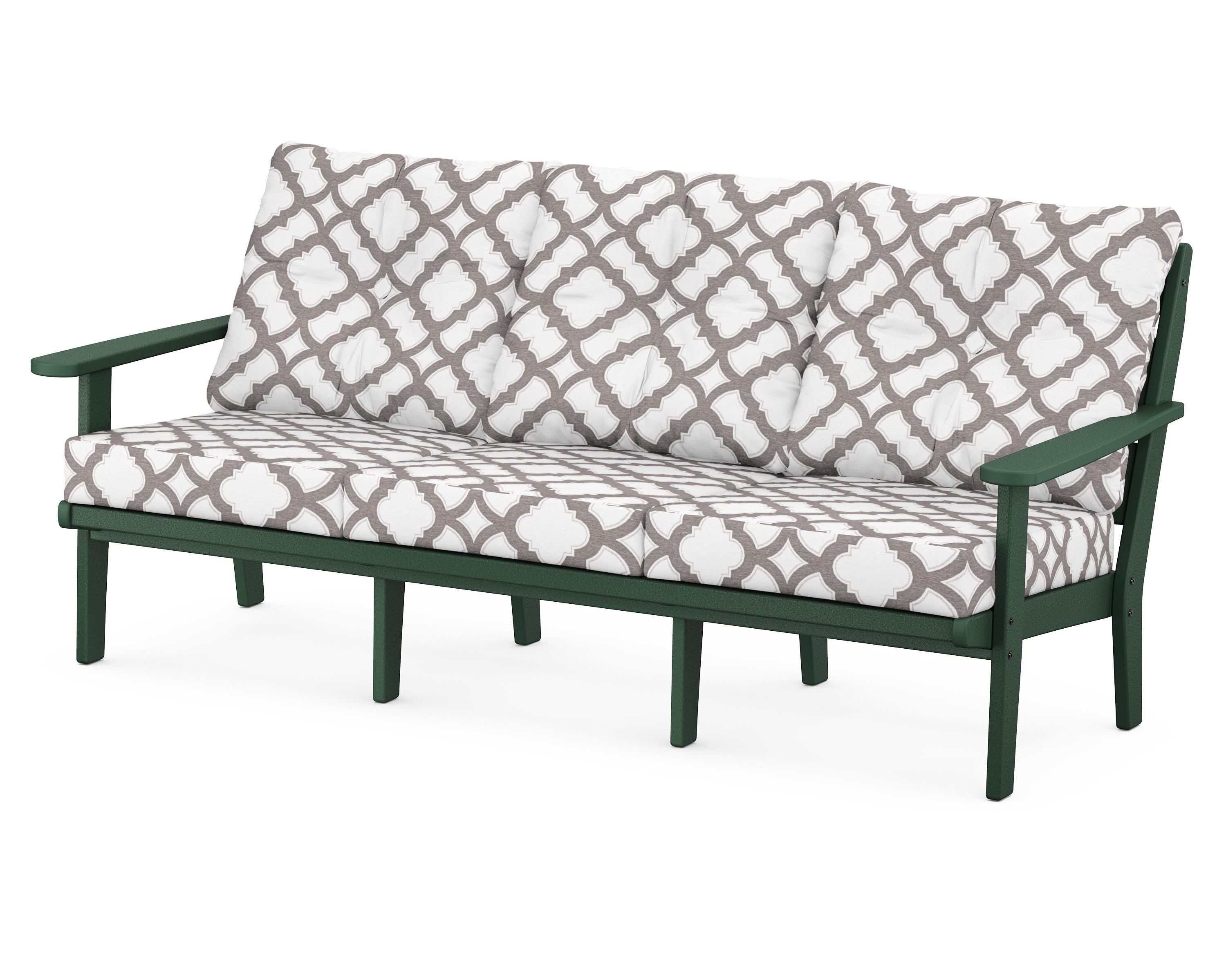 POLYWOOD® Lakeside Deep Seating Sofa in Green / Trellis Grey Mist