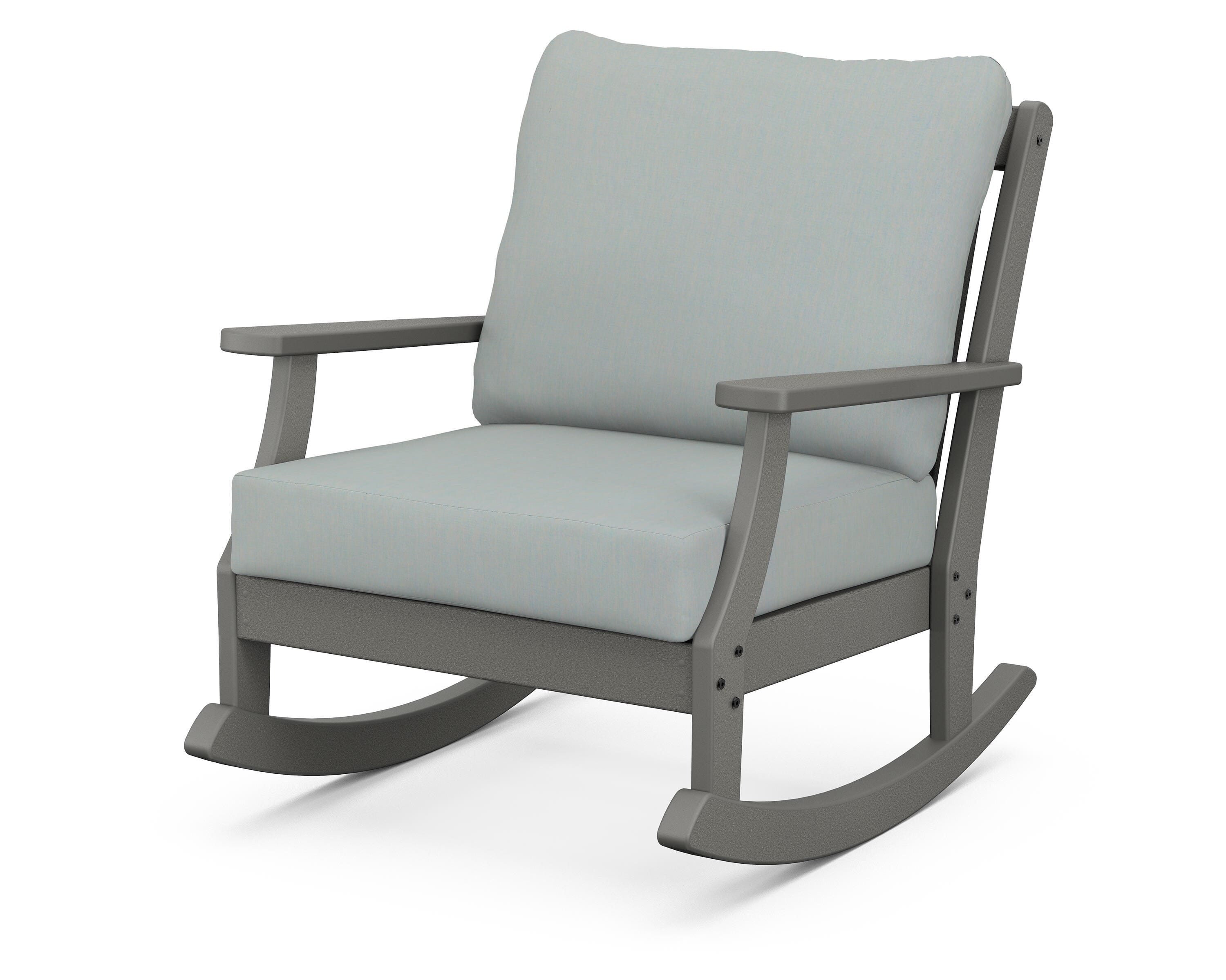 POLYWOOD® Braxton Deep Seating Rocking Chair in Slate Grey / Spa