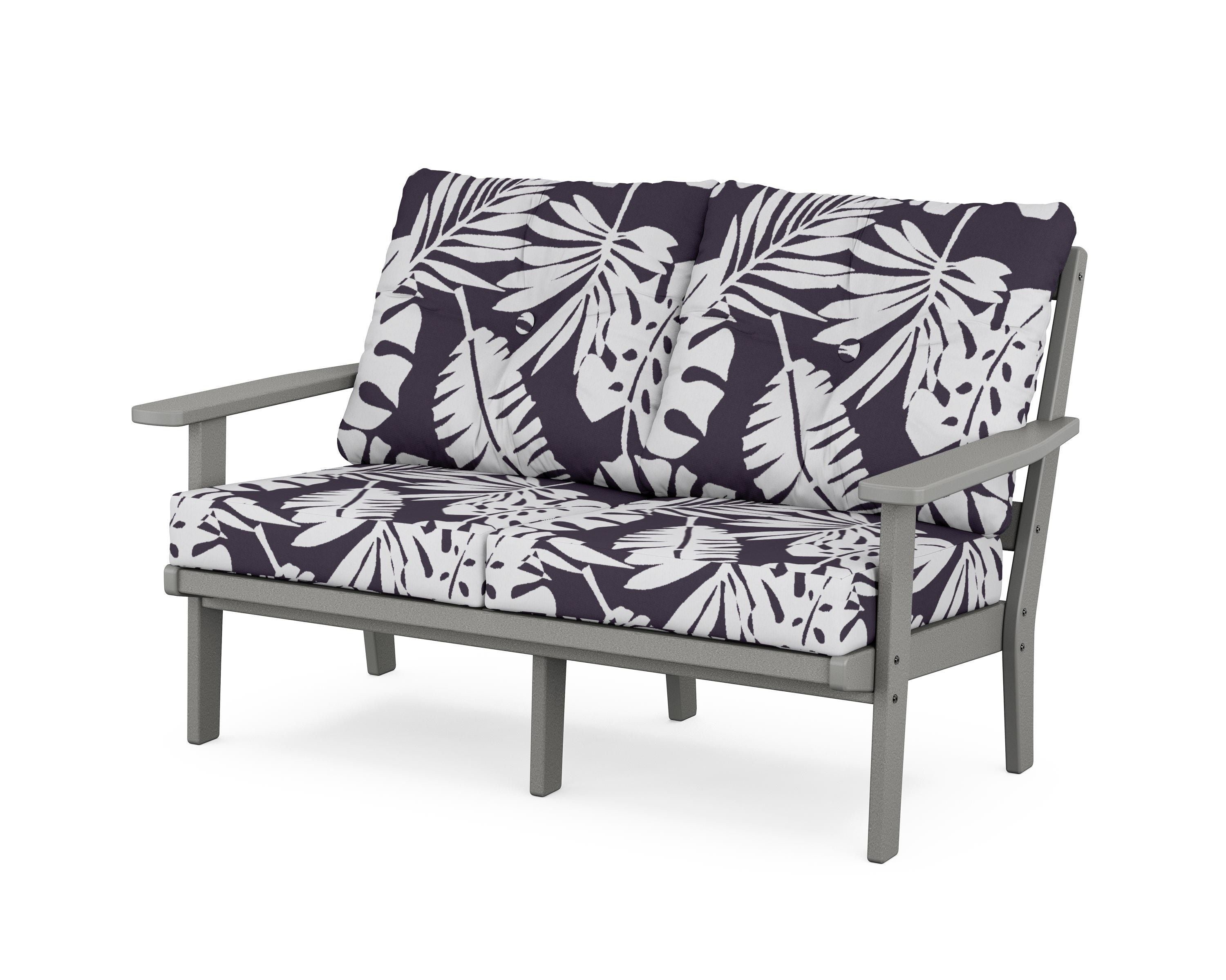 POLYWOOD® Oxford Deep Seating Loveseat in Slate Grey / Leaf Navy