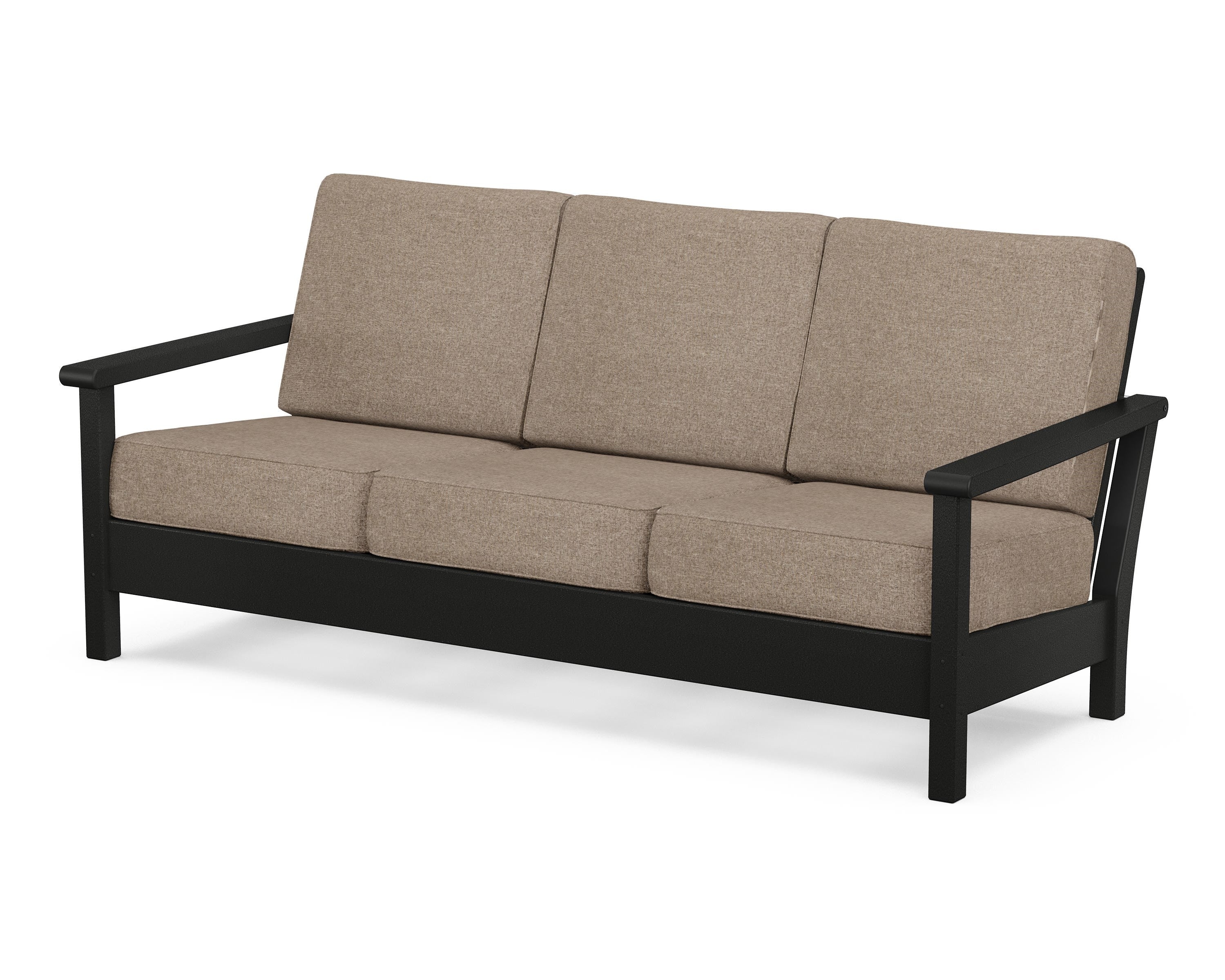 POLYWOOD® Harbour Deep Seating Sofa in Black / Spiced Burlap