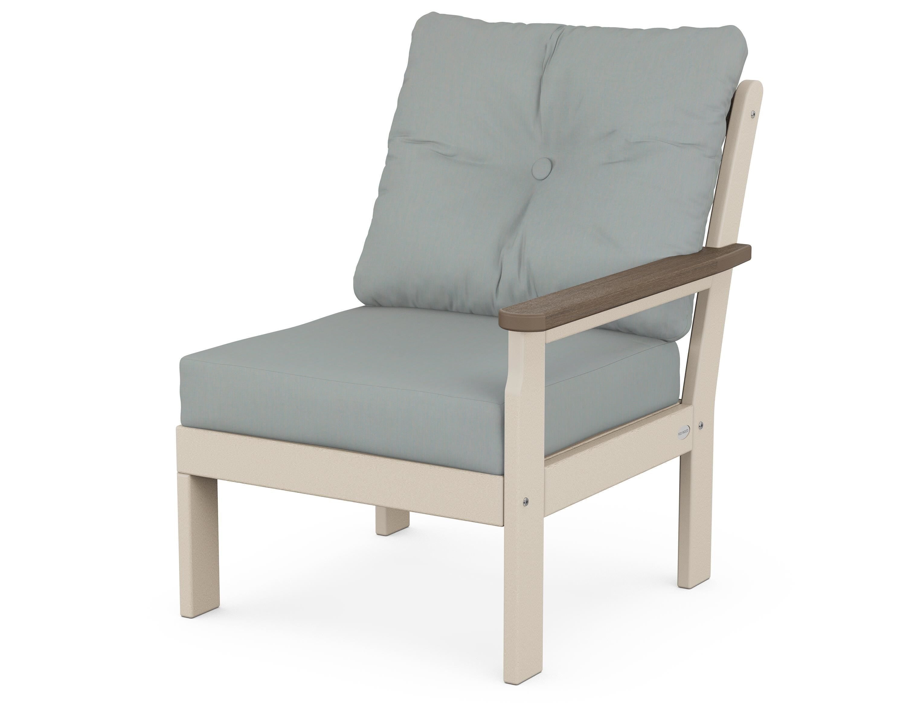 POLYWOOD® Vineyard Modular Right Arm Chair in Sand / Kona / Spa