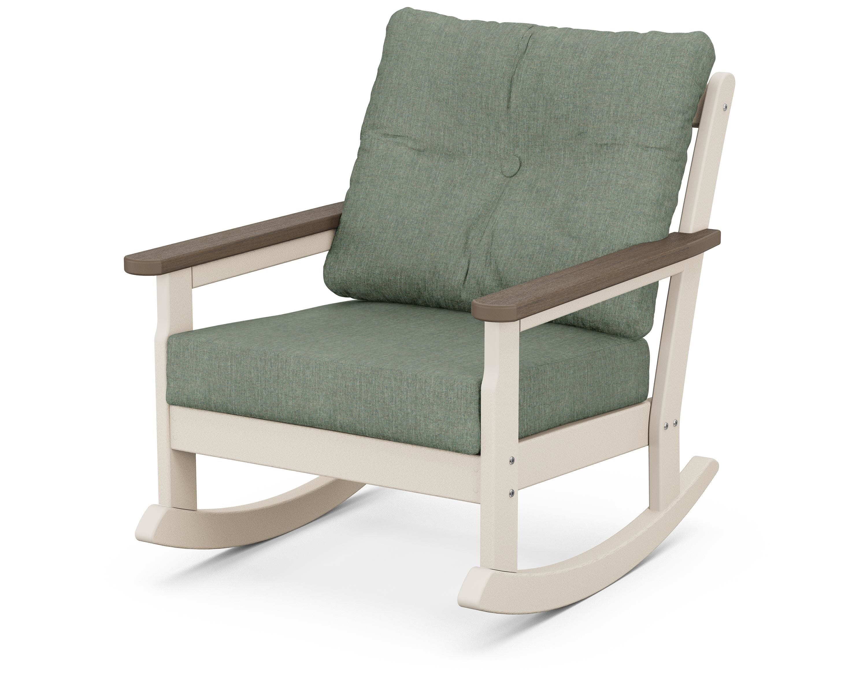 POLYWOOD® Vineyard Deep Seating Rocking Chair in Sand / Kona / Cast Sage
