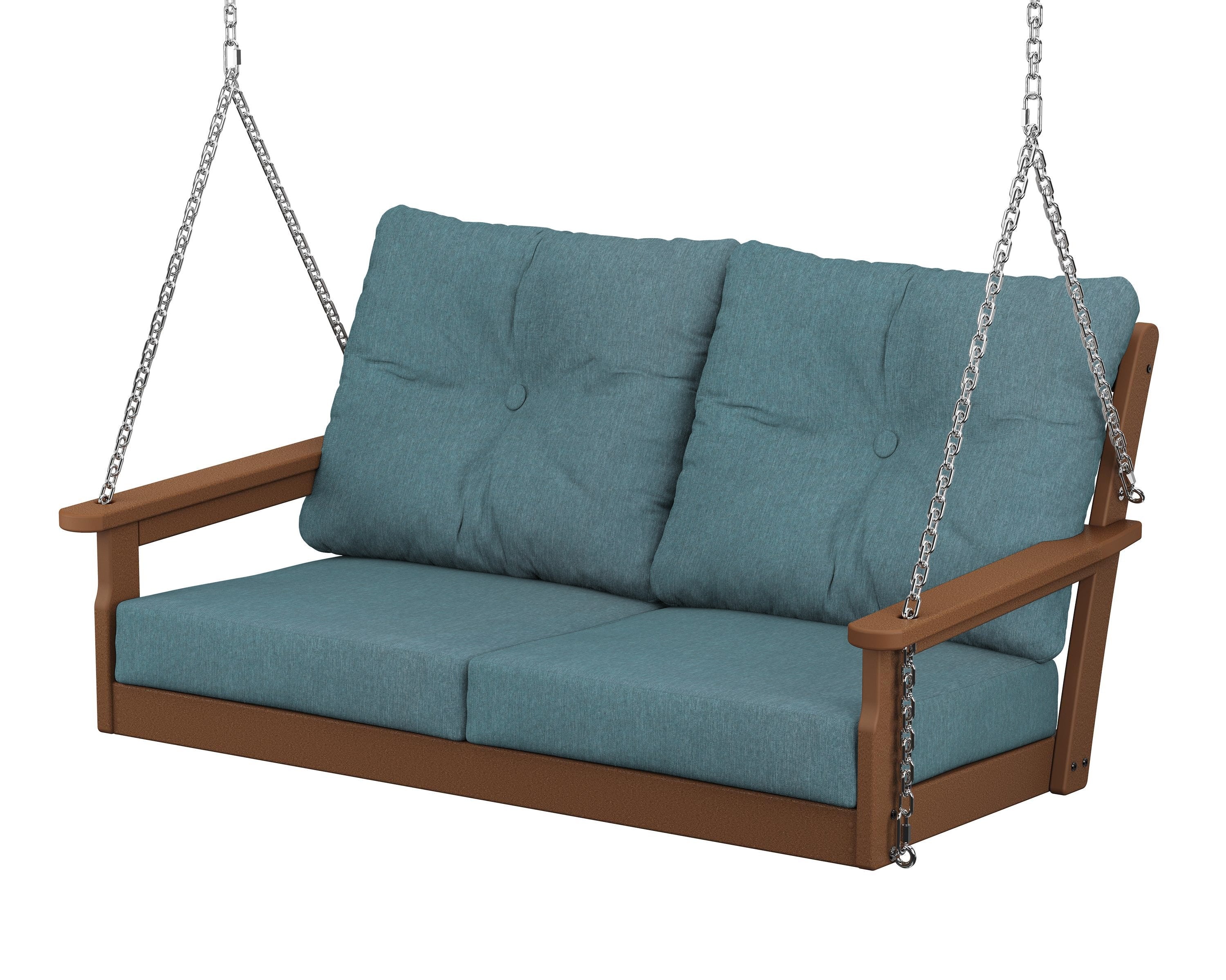POLYWOOD® Vineyard Deep Seating Swing in Teak / Ocean Teal