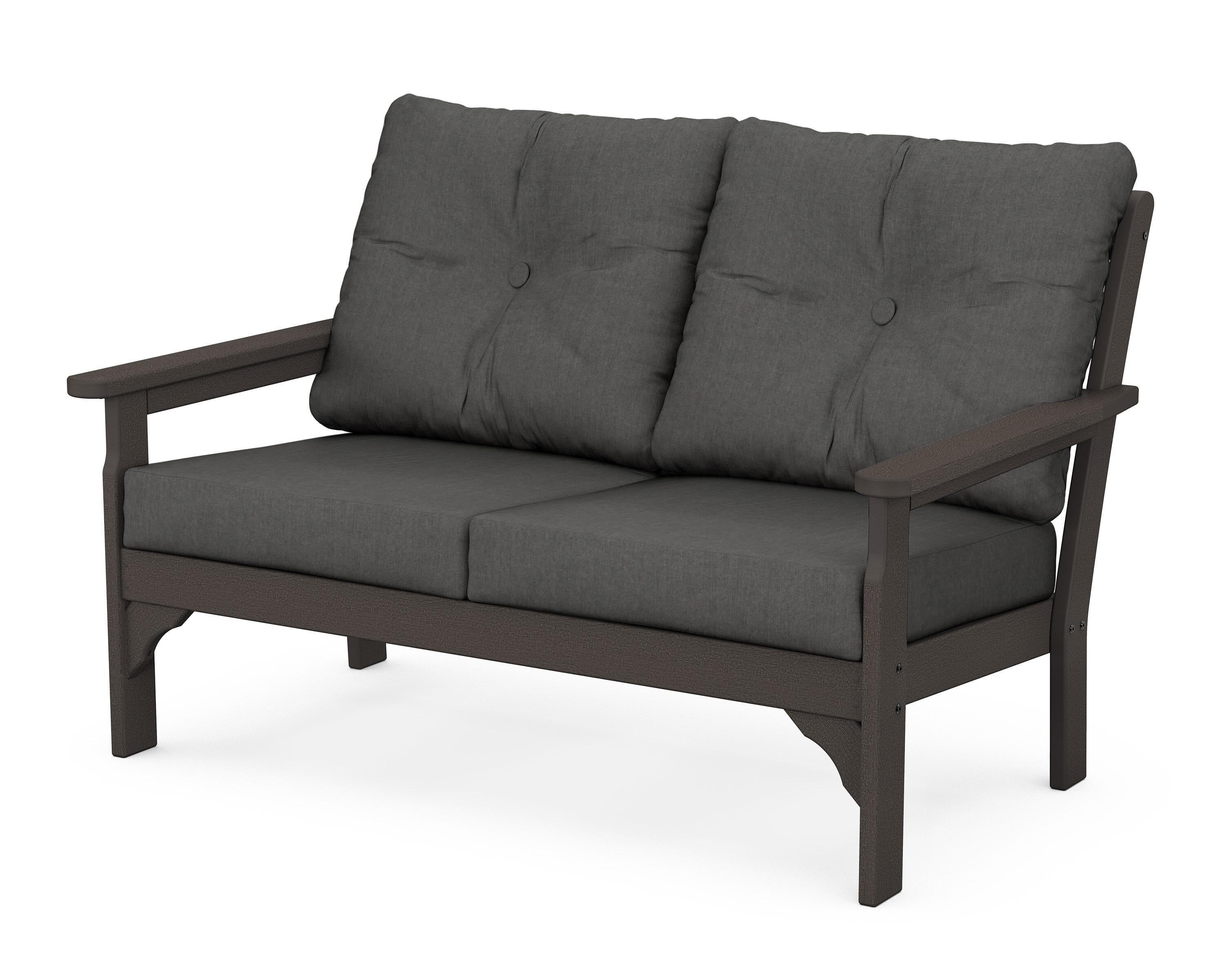 POLYWOOD® Vineyard Deep Seating Loveseat in Vintage Coffee / Spectrum Carbon