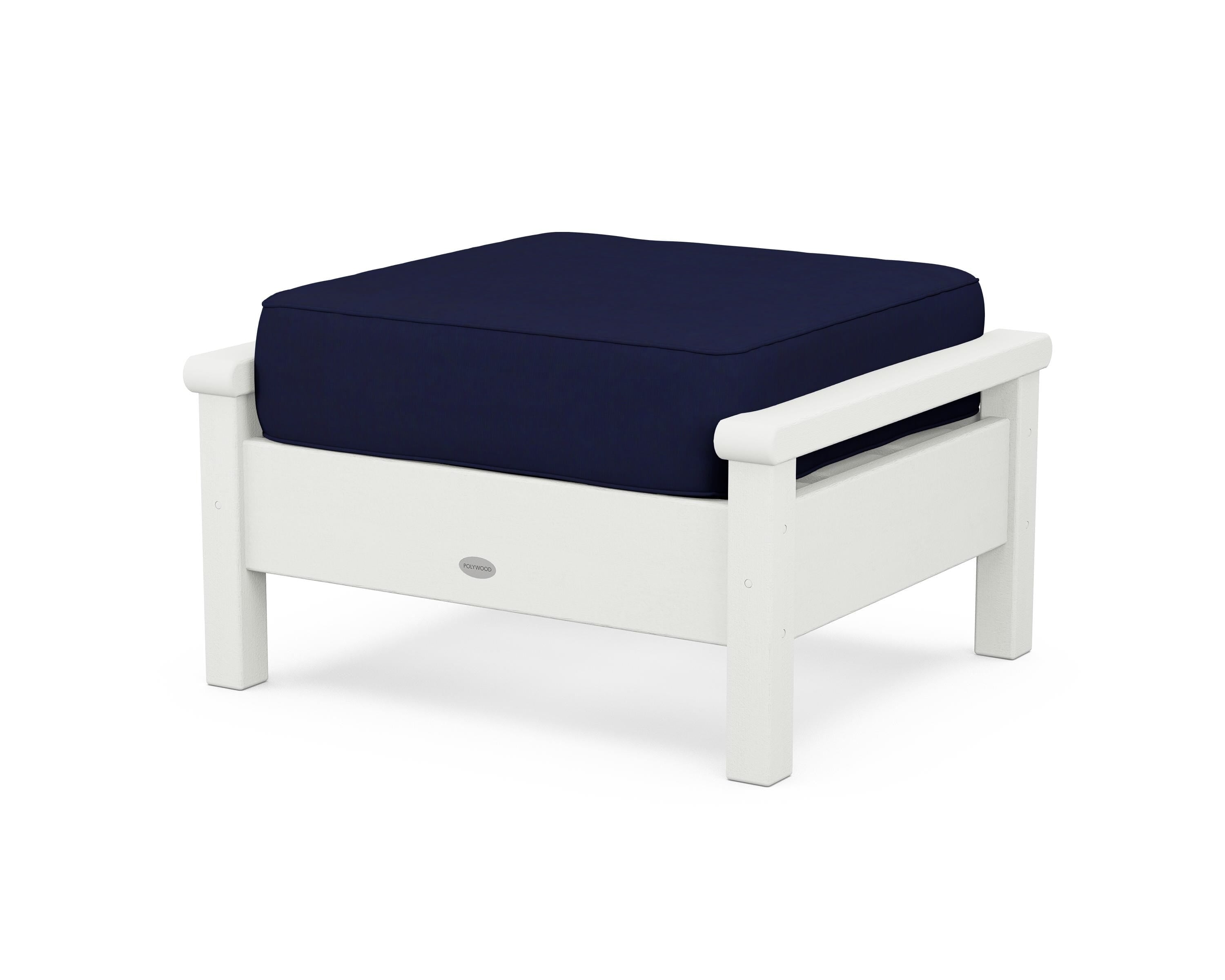 POLYWOOD® Harbour Deep Seating Ottoman in Vintage White / Navy