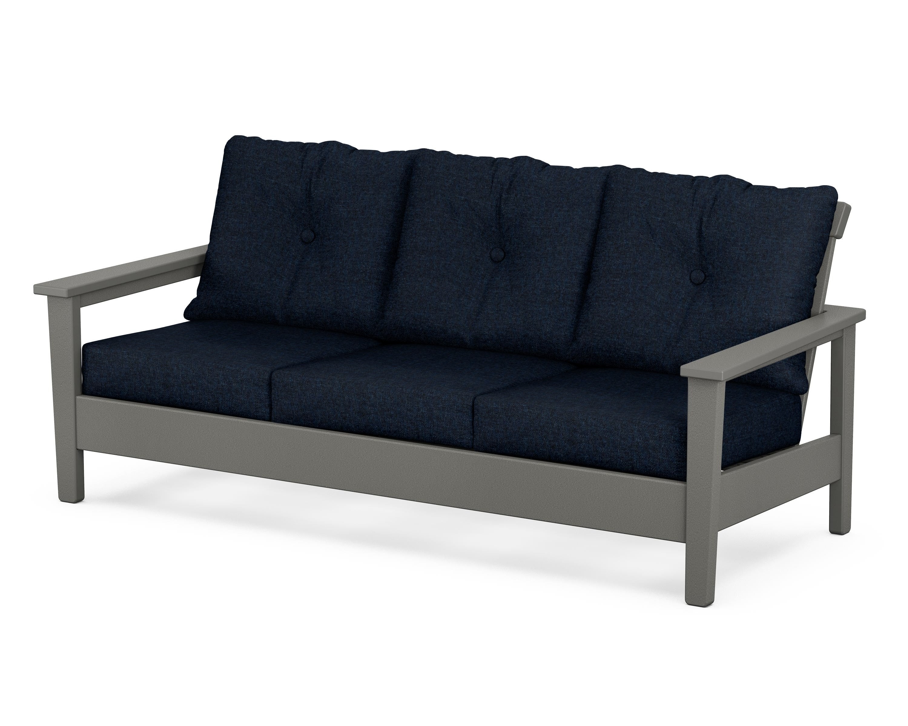 POLYWOOD® Prescott Deep Seating Sofa in Slate Grey / Marine Indigo