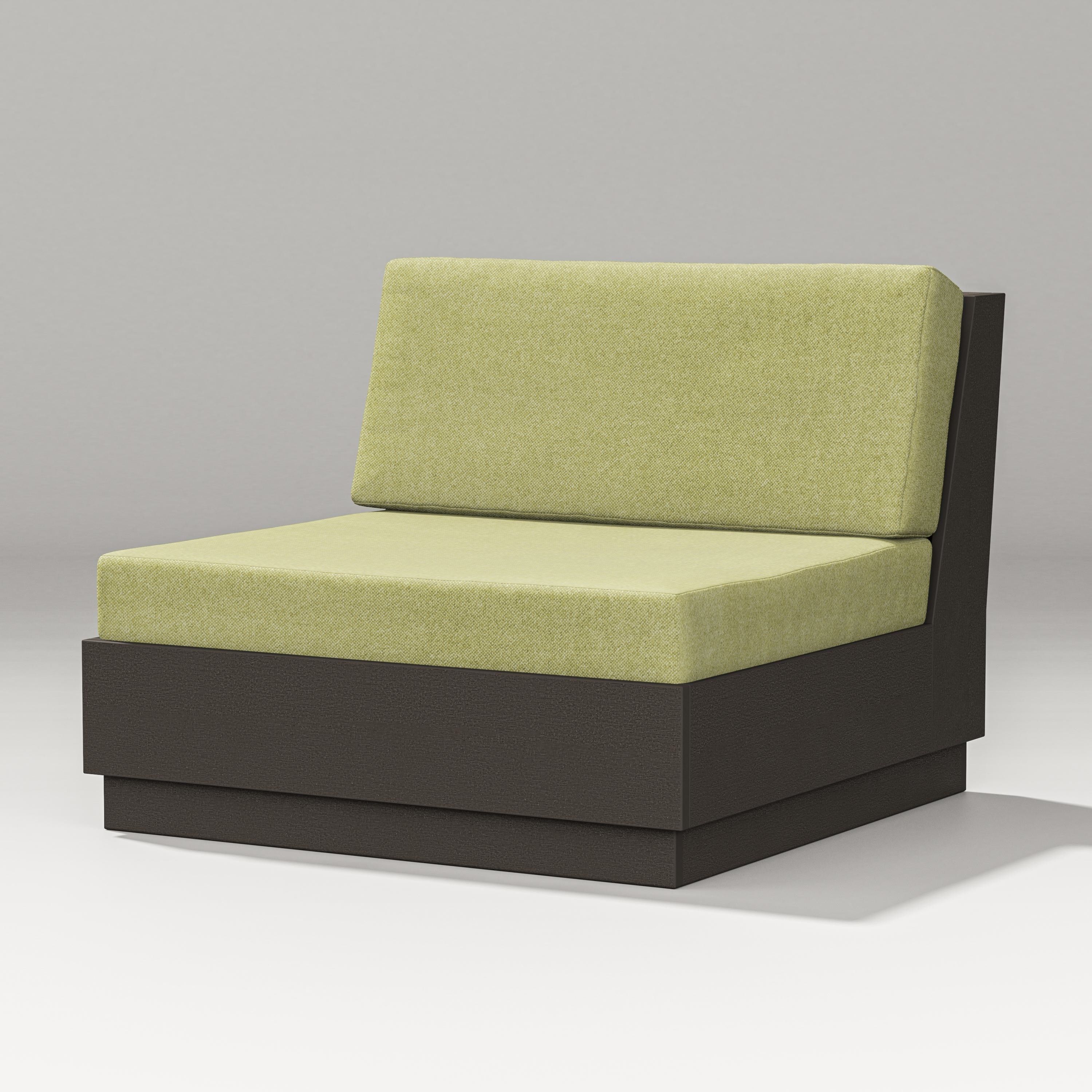 PW Designer Series Elevate Modular Armless Chair in Vintage Coffee / Chartreuse Boucle