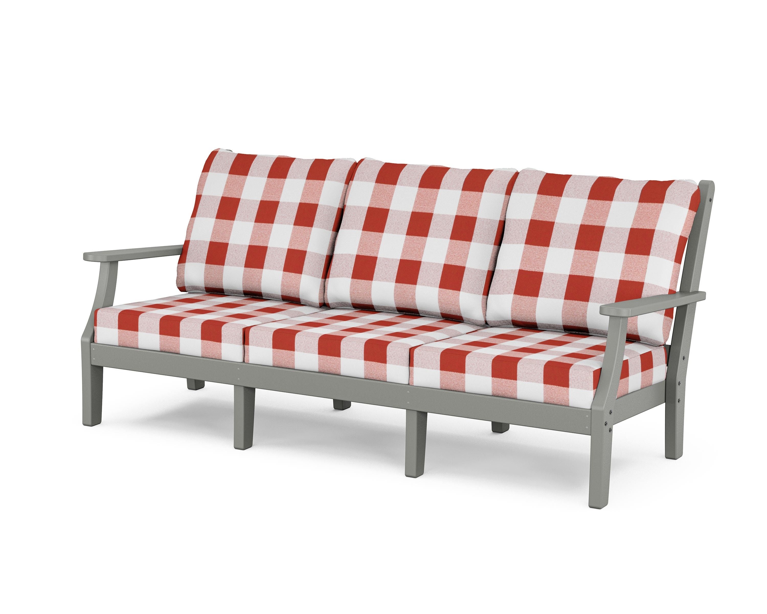 Country Living Wovendale Deep Seating Sofa in Slate Grey / Buffalo Plaid Crimson