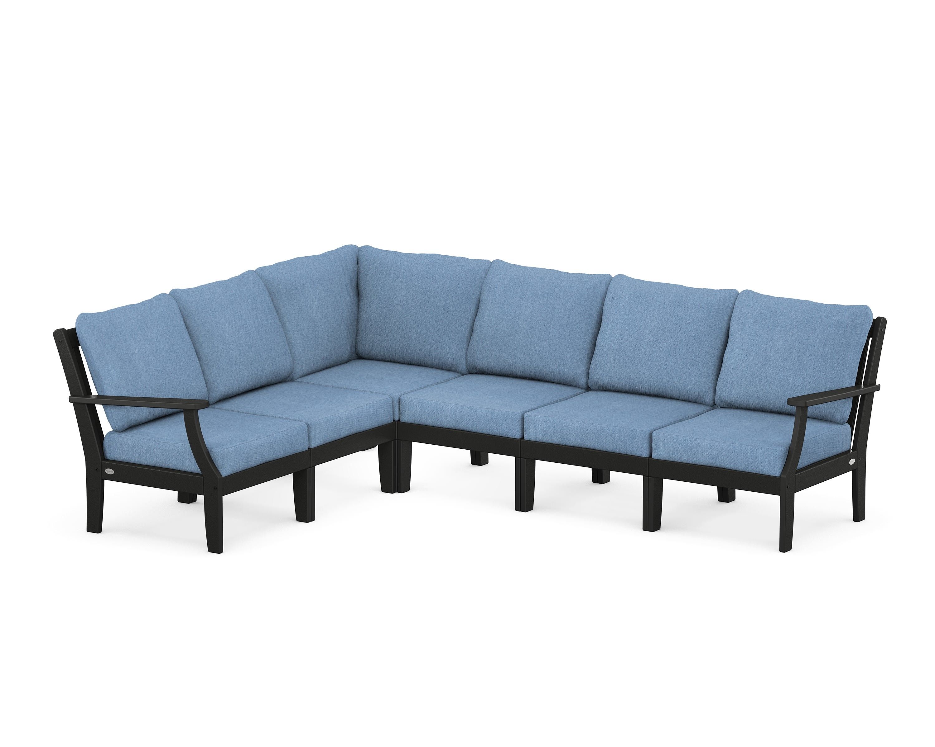 POLYWOOD® Braxton Modular 6-Piece Deep Seating Set in Black / Sky Blue