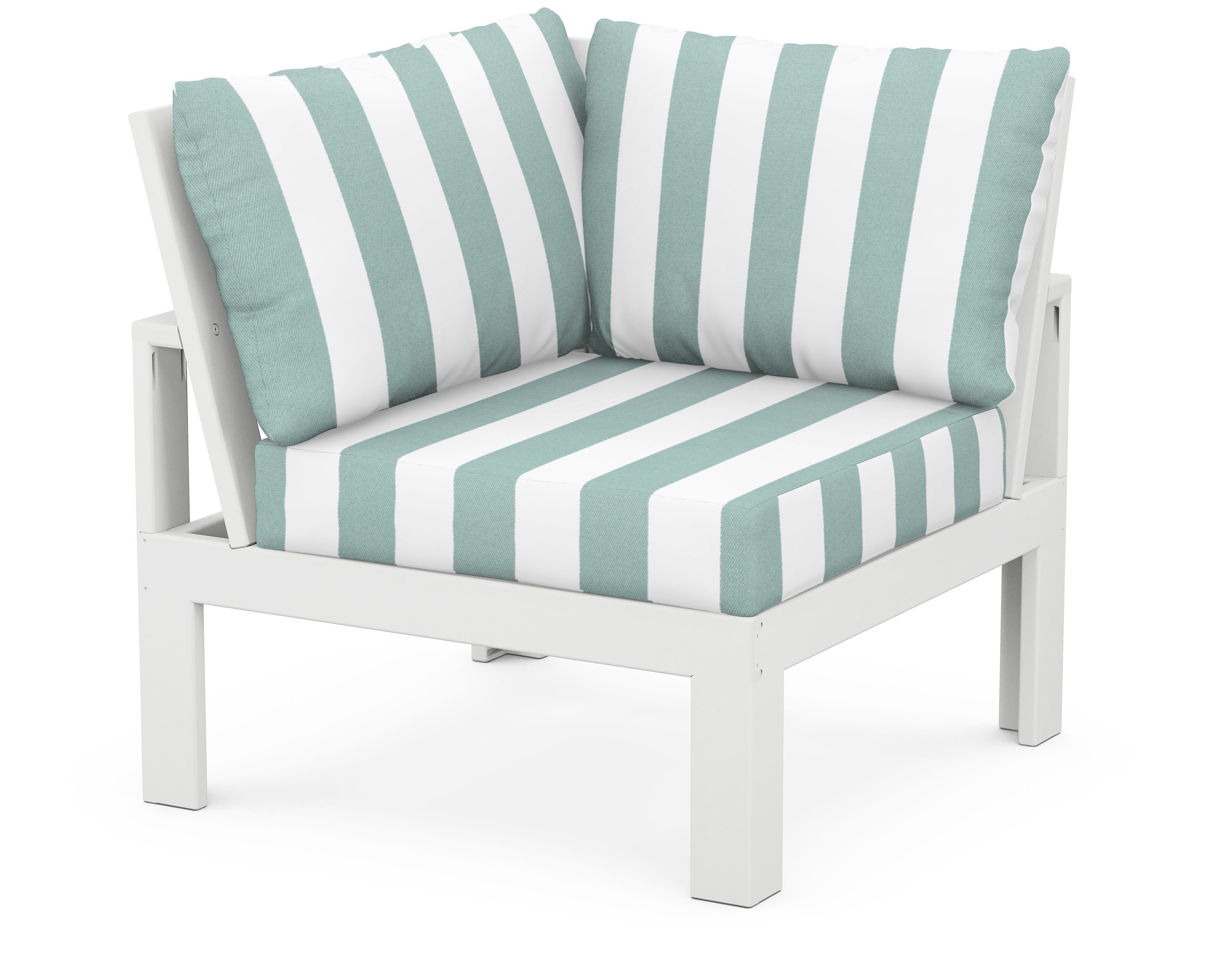 Unbranded Modular Corner Chair in White / Cabana Stripe Glacier Spa