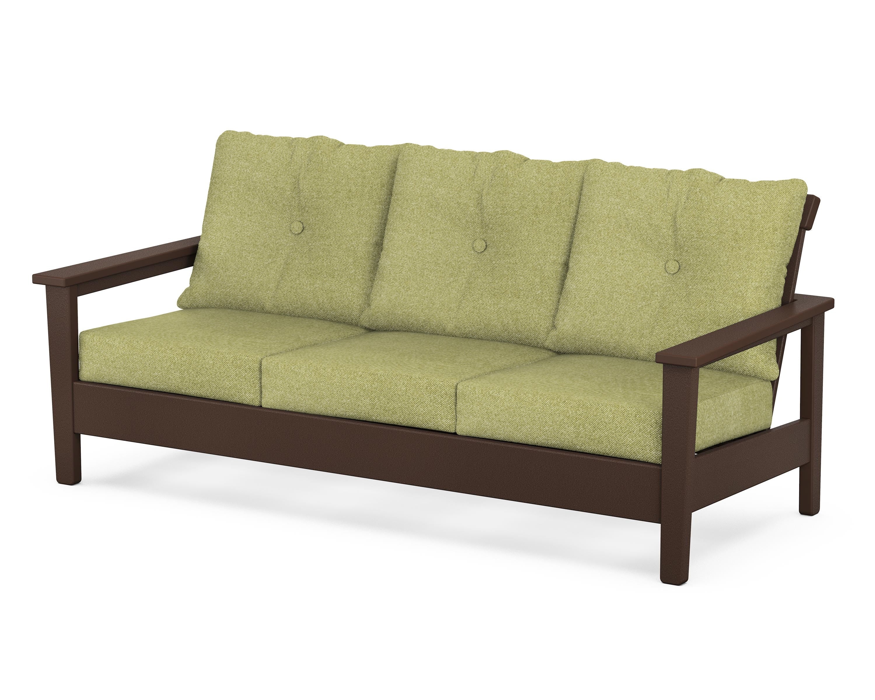 POLYWOOD® Prescott Deep Seating Sofa in Mahogany / Chartreuse Boucle