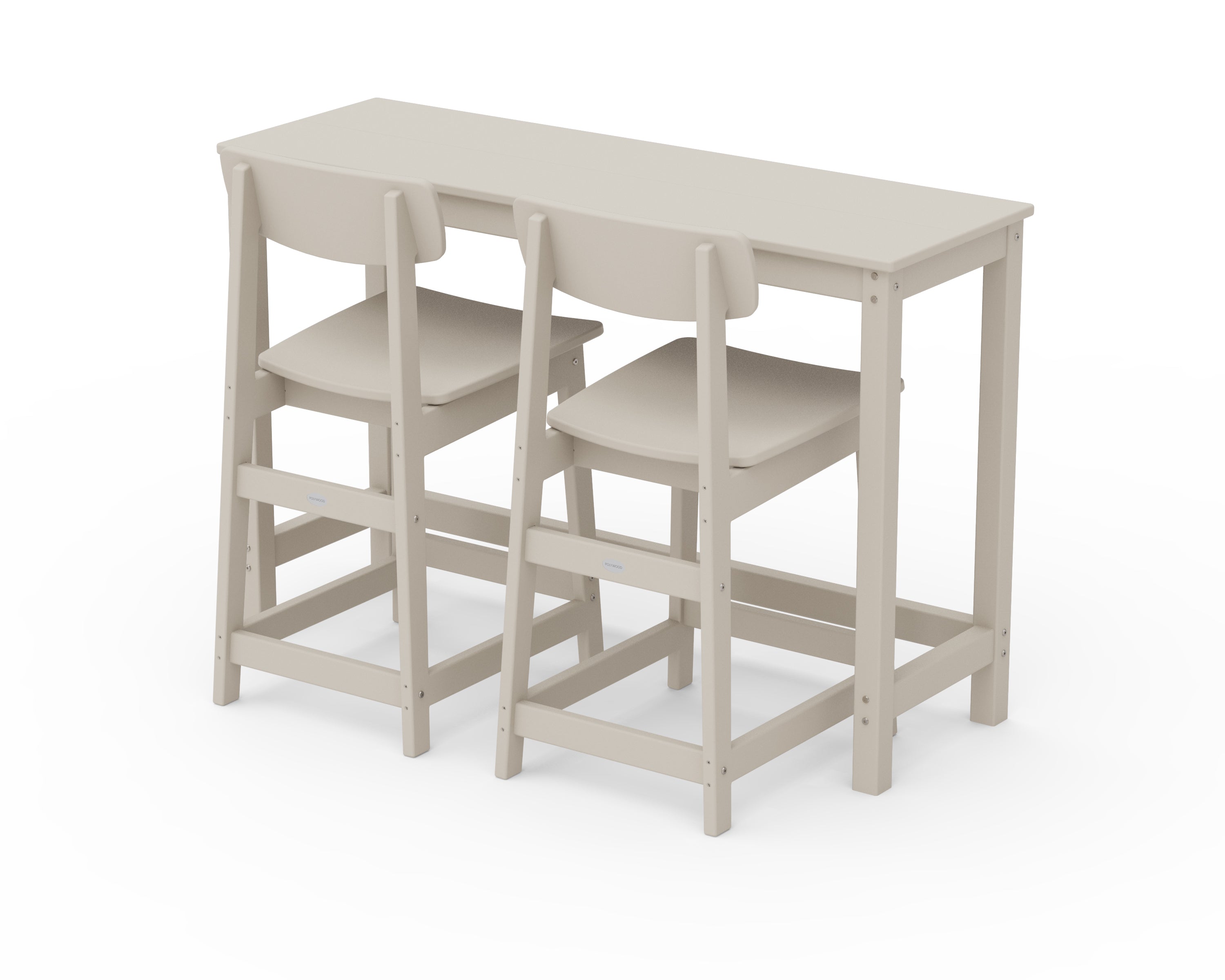 POLYWOOD® Modern Studio Urban Counter Chair 3-Piece Balcony Set in Sand