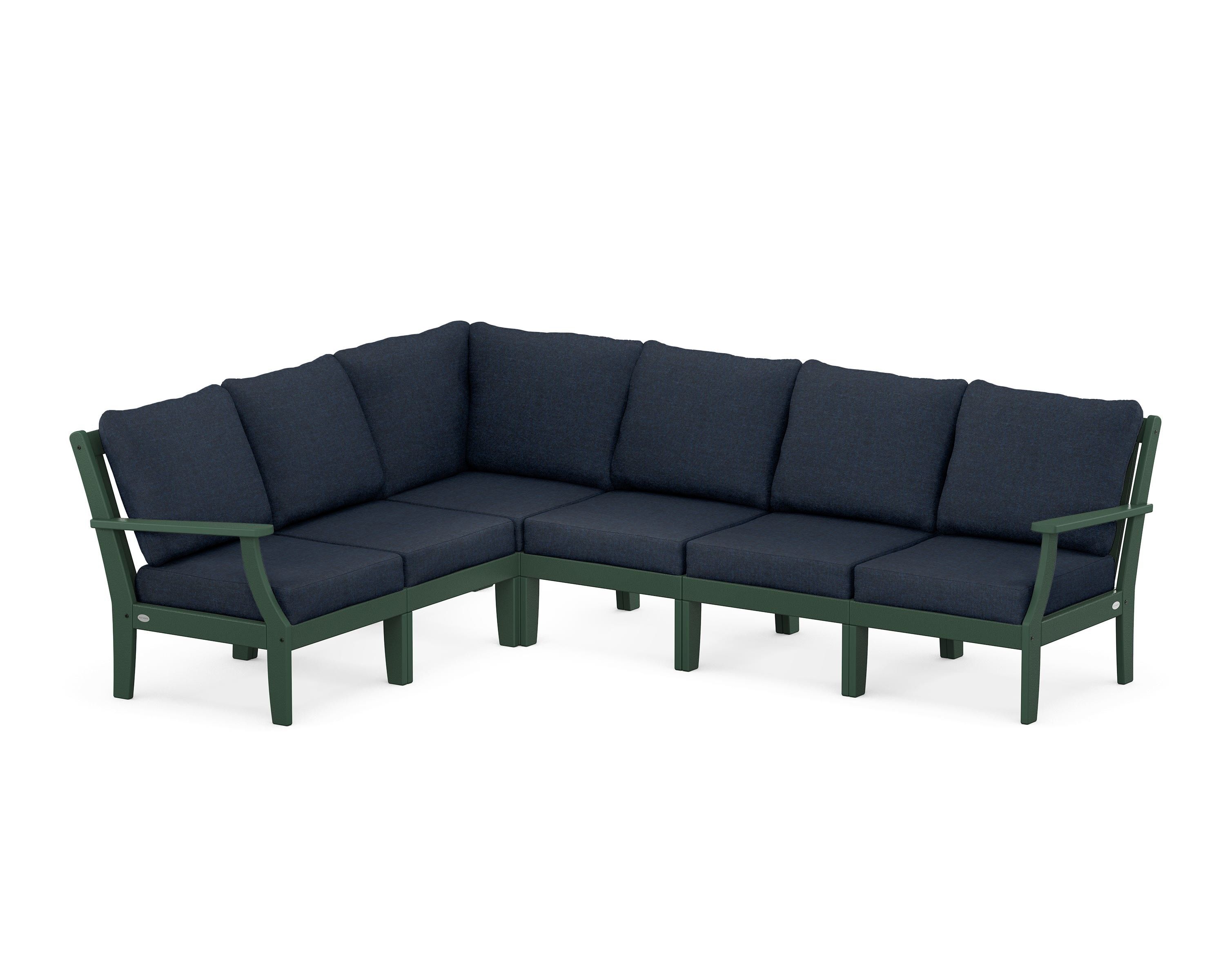 POLYWOOD® Braxton Modular 6-Piece Deep Seating Set in Green / Marine Indigo
