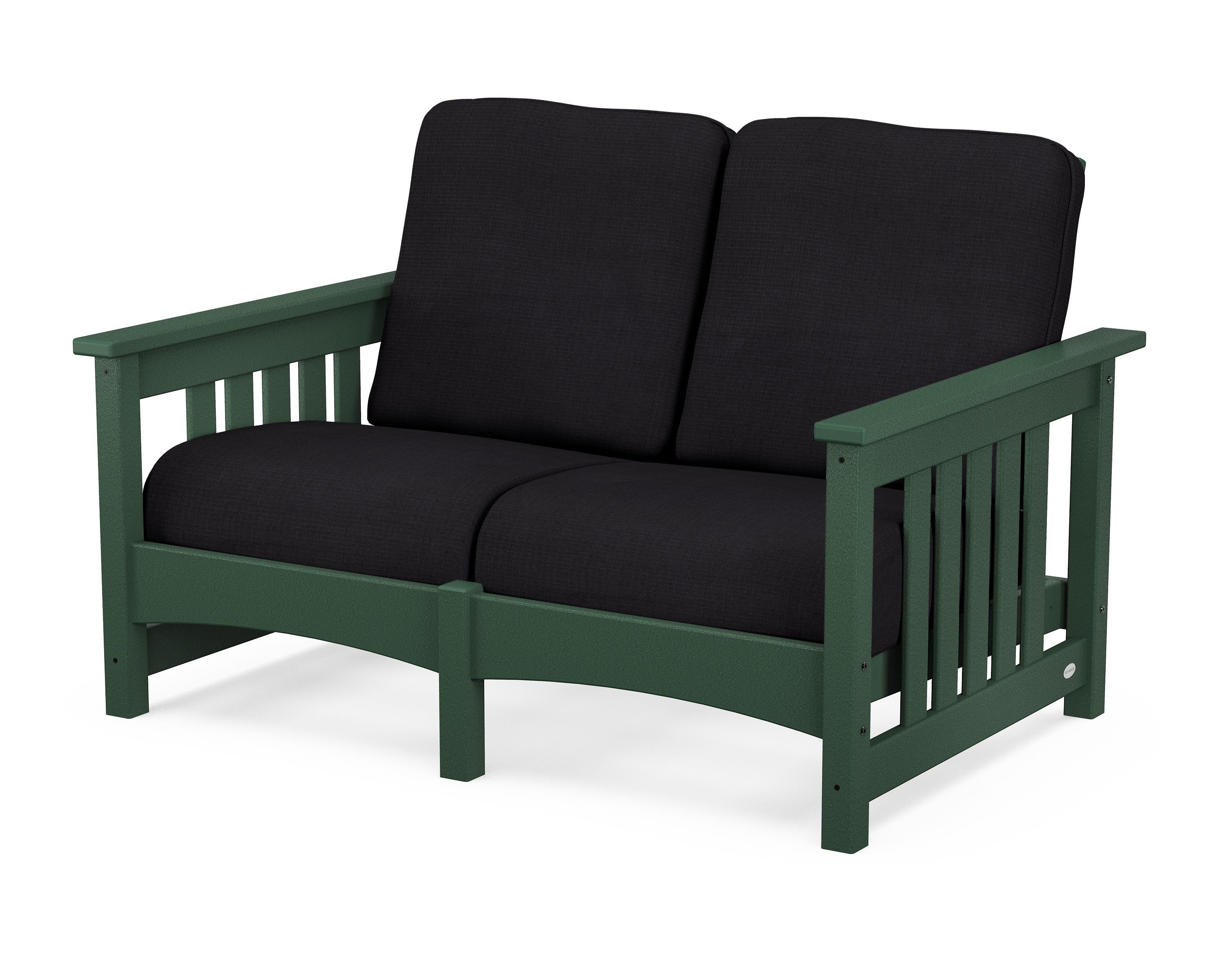 POLYWOOD® Club Mission Loveseat in Green / Midnight Linen