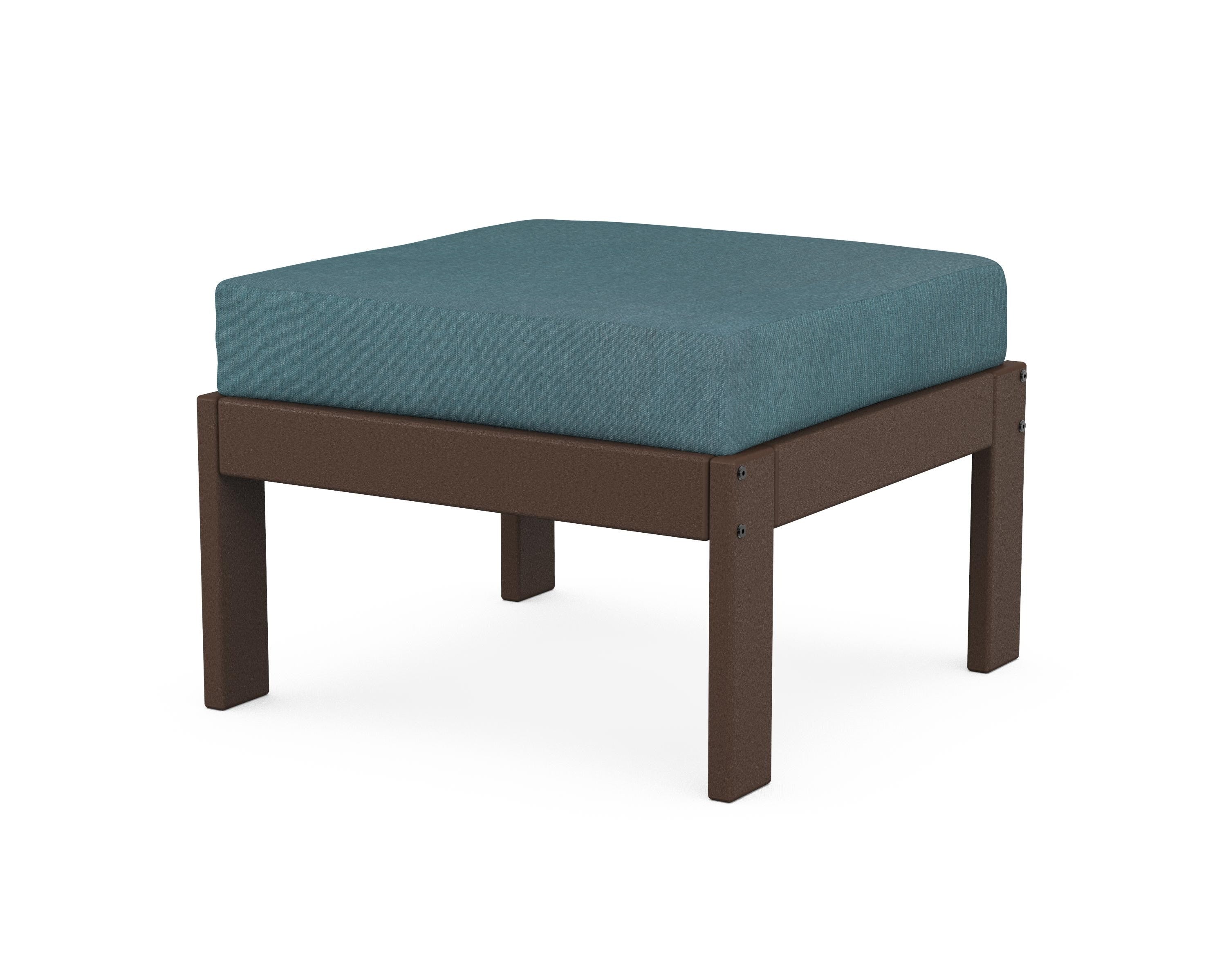 POLYWOOD® Vineyard Modular Ottoman in Mahogany / Ocean Teal