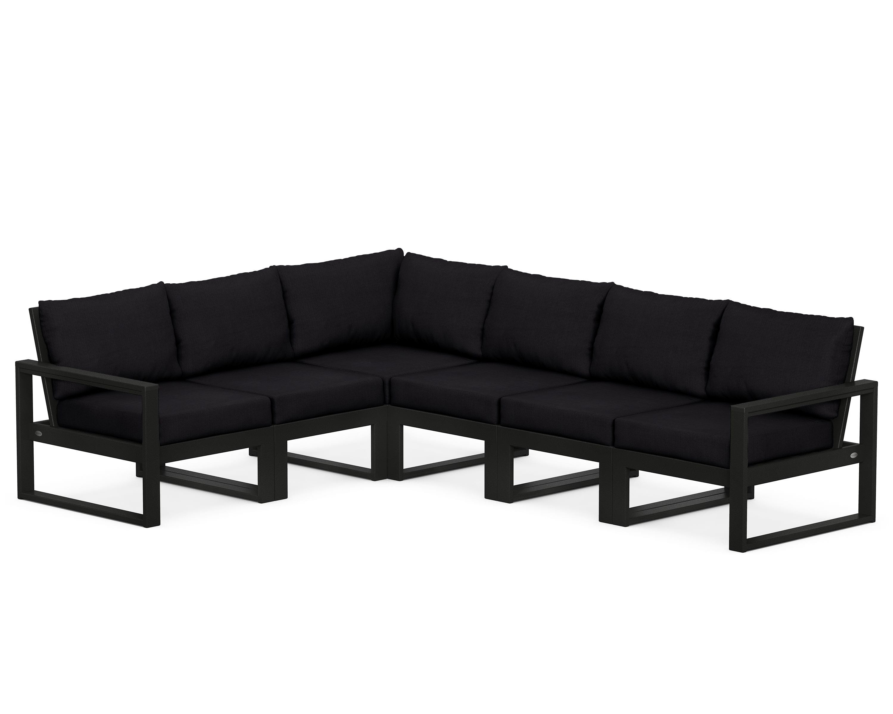 POLYWOOD® EDGE 6-Piece Modular Deep Seating Set in Black / Midnight Linen