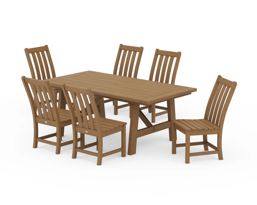 Vineyard 7-Piece Rustic Farmhouse Side Chair Dining Set