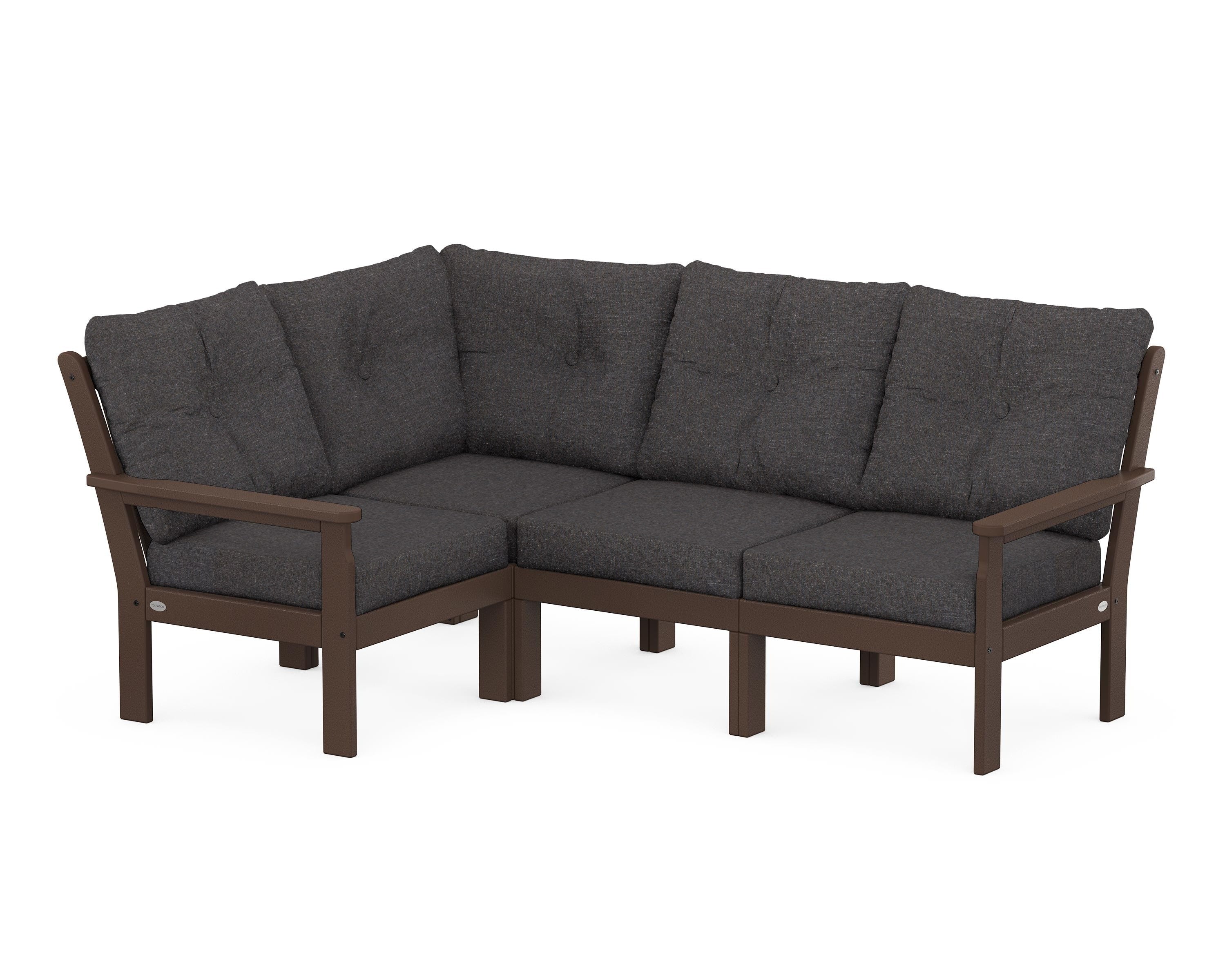 POLYWOOD® Vineyard 4-Piece Sectional in Mahogany / Ash Charcoal