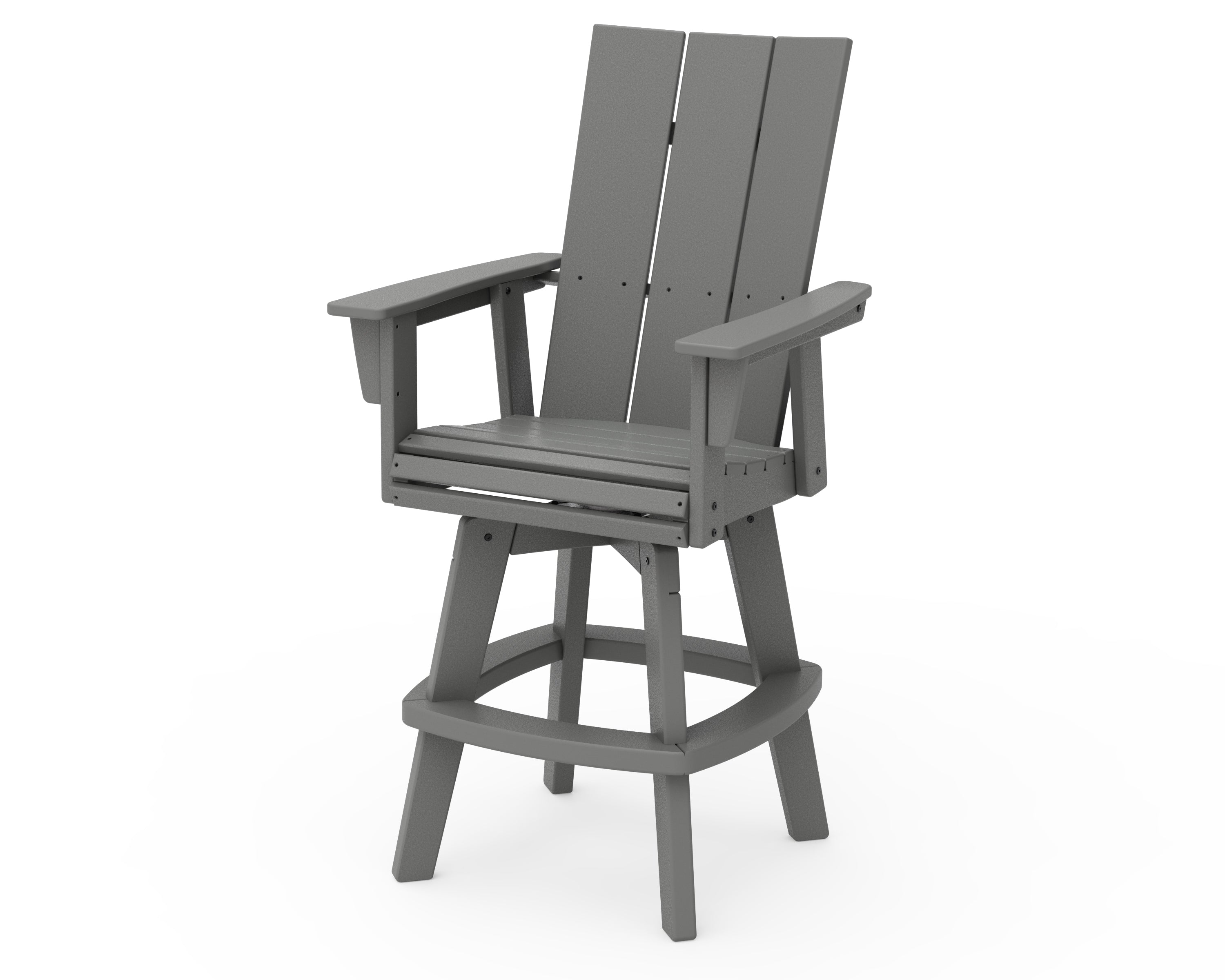 POLYWOOD® Modern Curveback Adirondack Swivel Bar Chair in Slate Grey