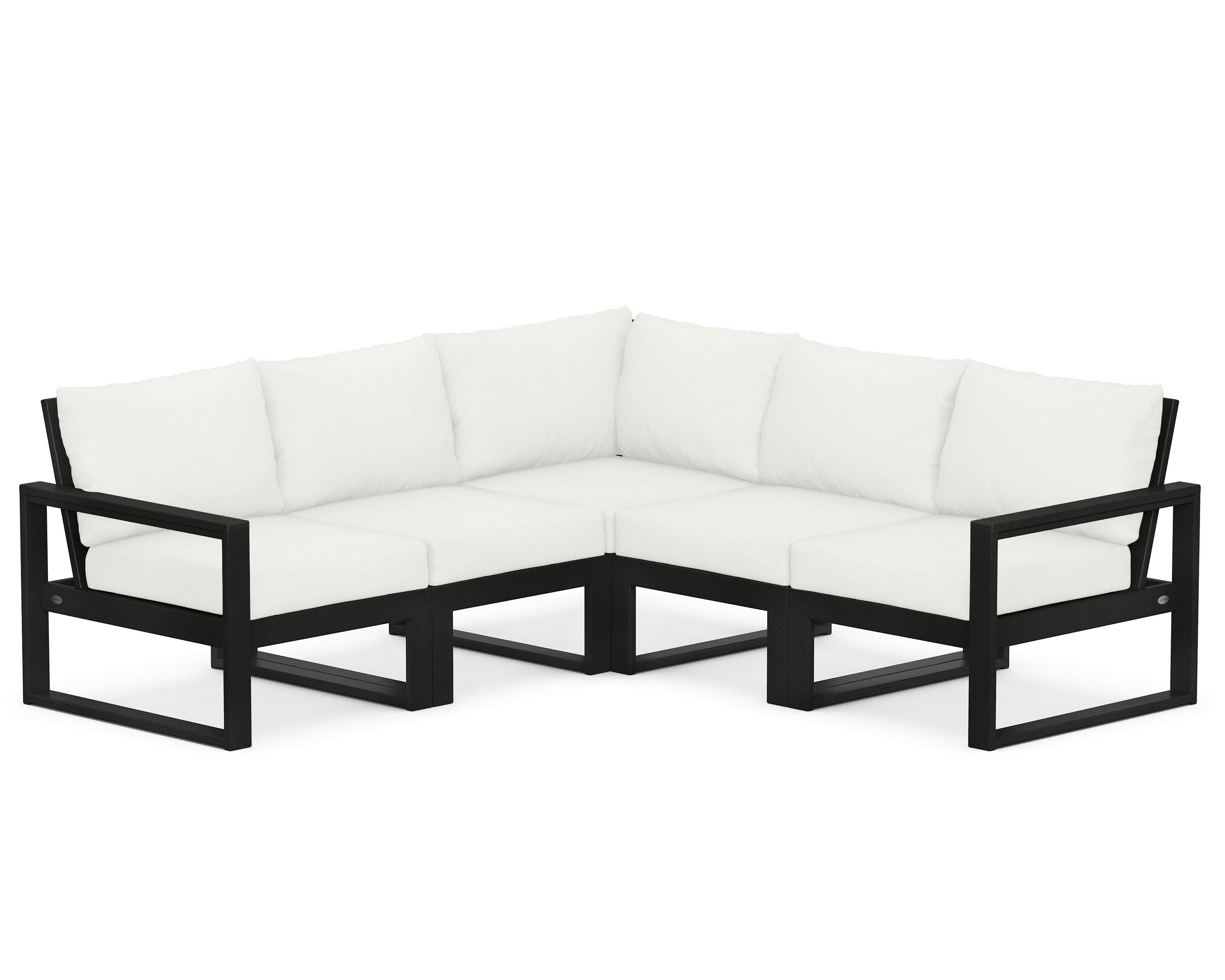POLYWOOD® EDGE 5-Piece Modular Deep Seating Set in Black / Natural Linen