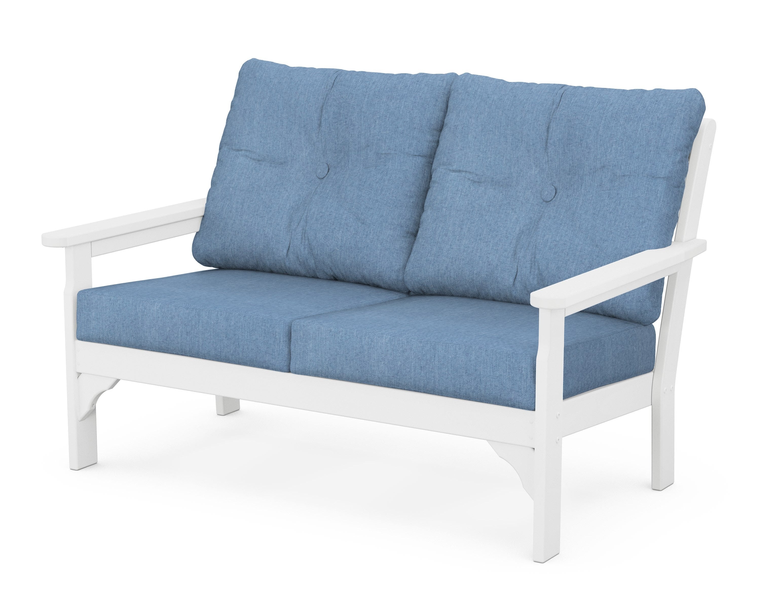 POLYWOOD® Vineyard Deep Seating Loveseat in White / Sky Blue
